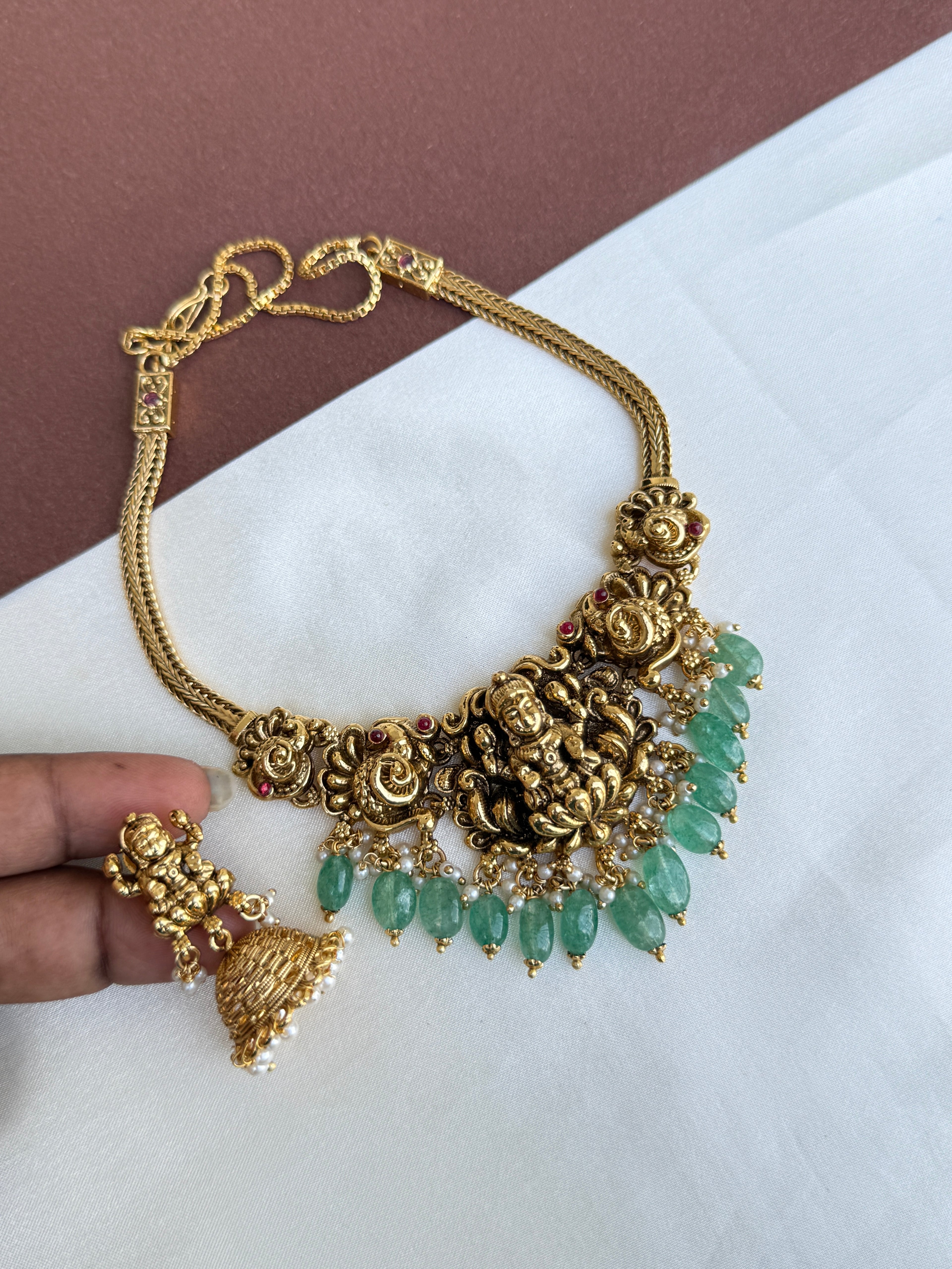 Ns406 3D nakshi lakshmi Devi neckset