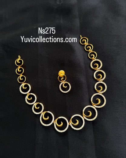 Ns272 simple cz neckset suits for kids and adults