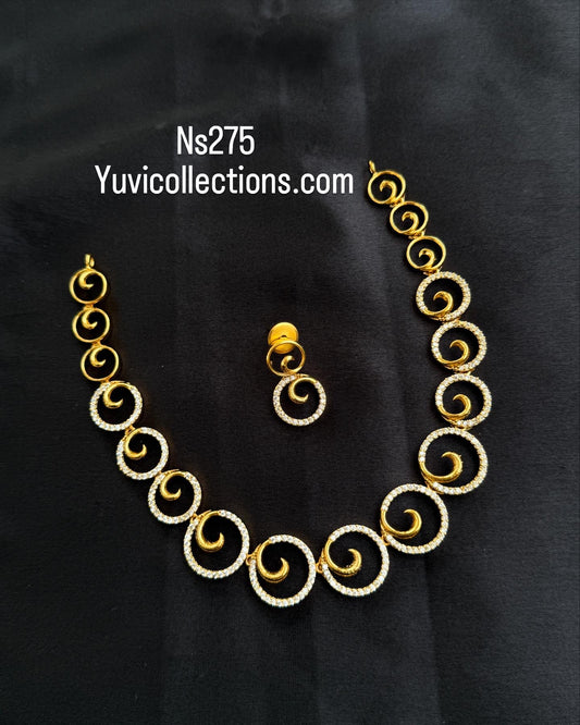 Ns272 simple cz neckset suits for kids and adults