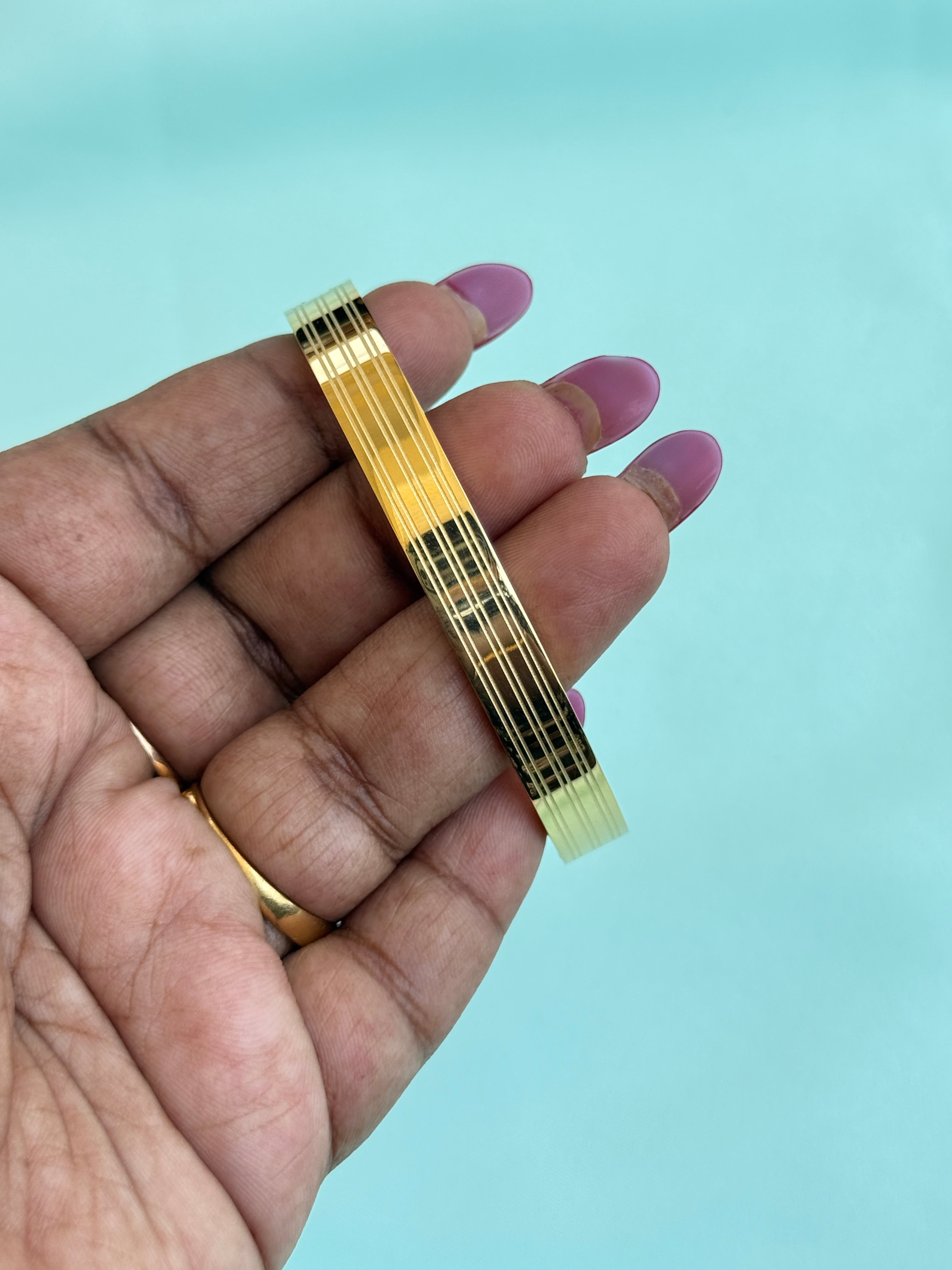 Mn034 3 lines openable mens  anti tarnish kada bracelet