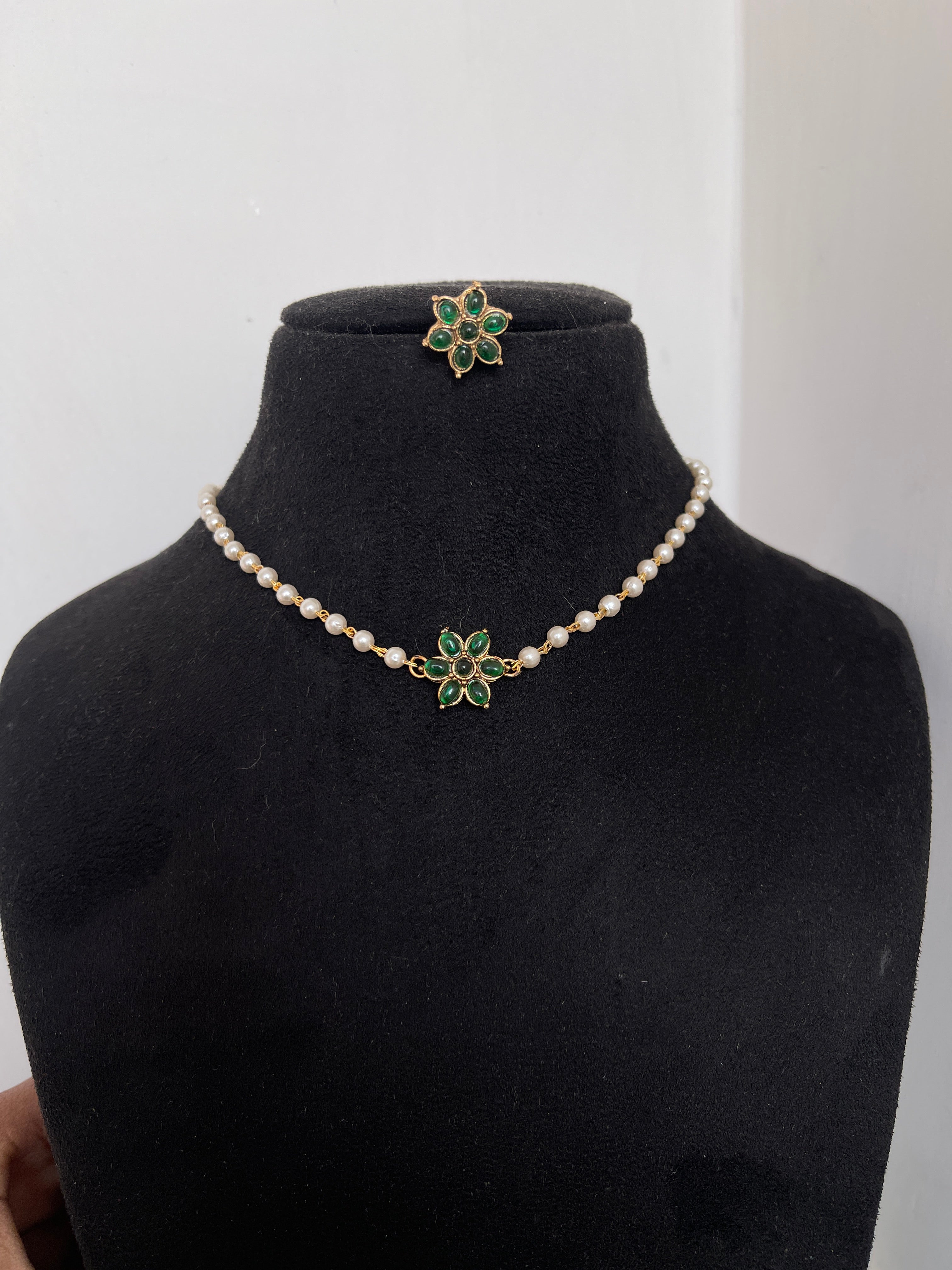 Pearl choker for kids and adults with earrings ch006