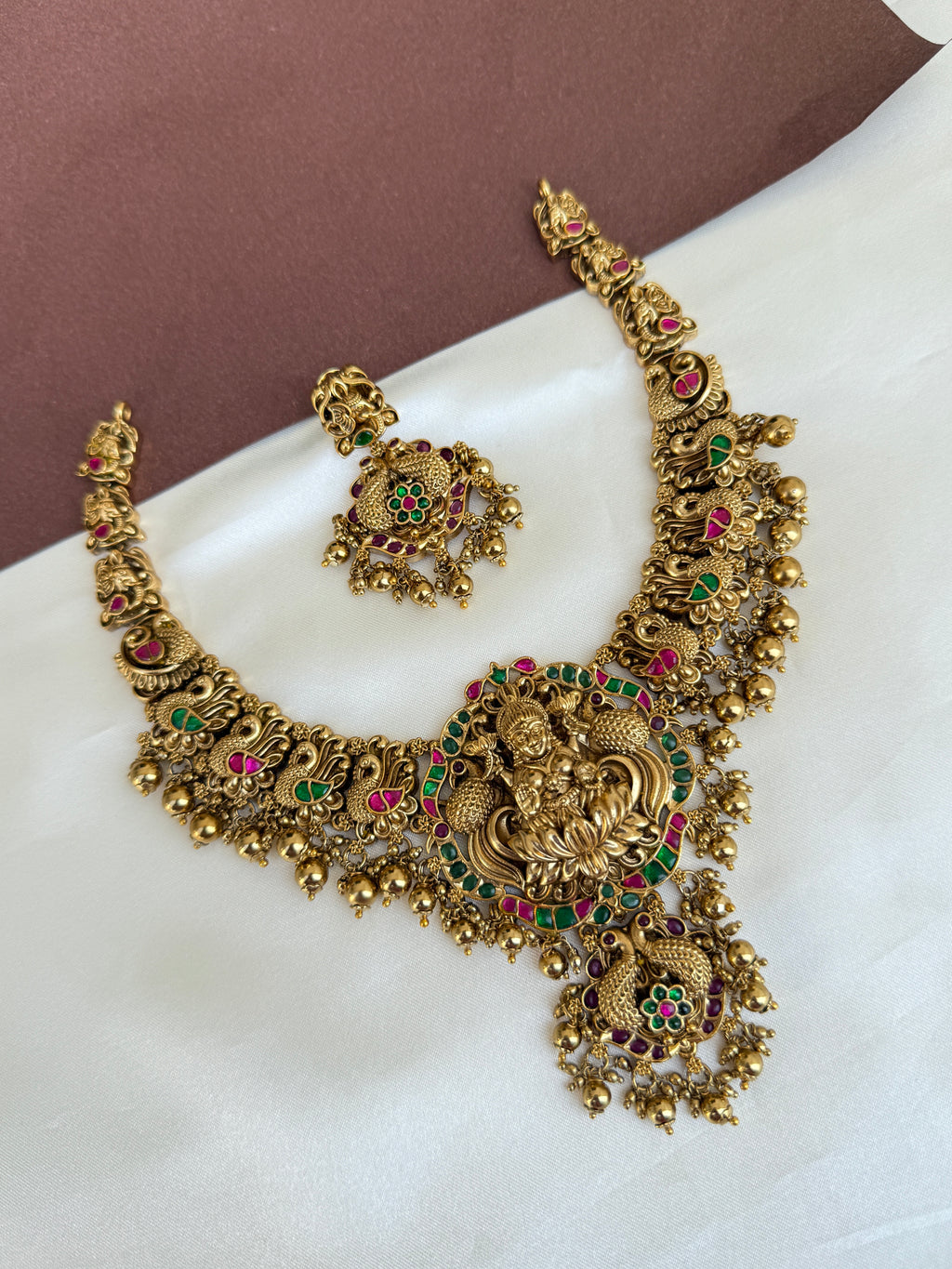 Ns583 lakshmi Devi nakshi jadau Kundan neckset