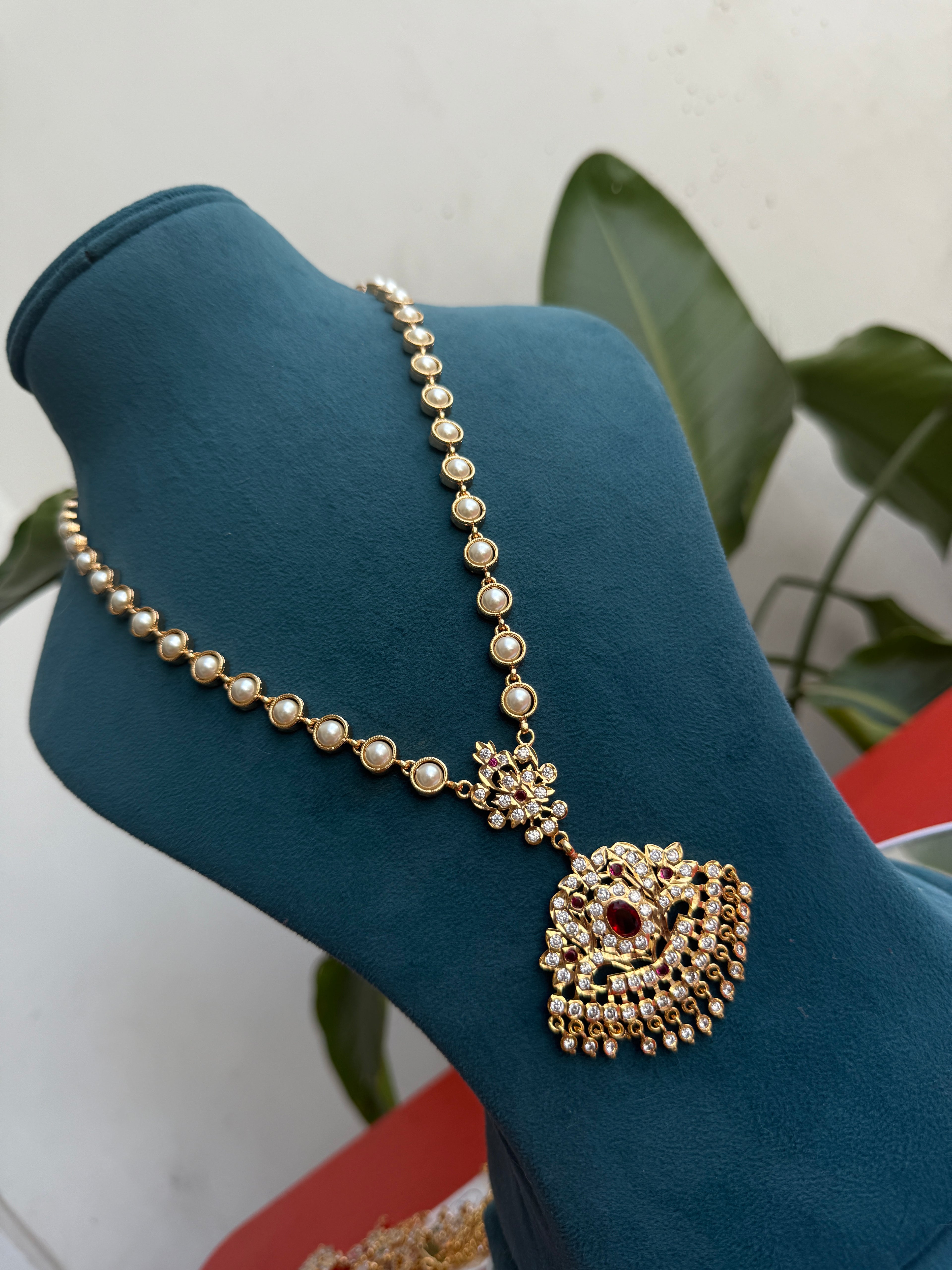 Ph128 panchaloham pearl long chain with pendant