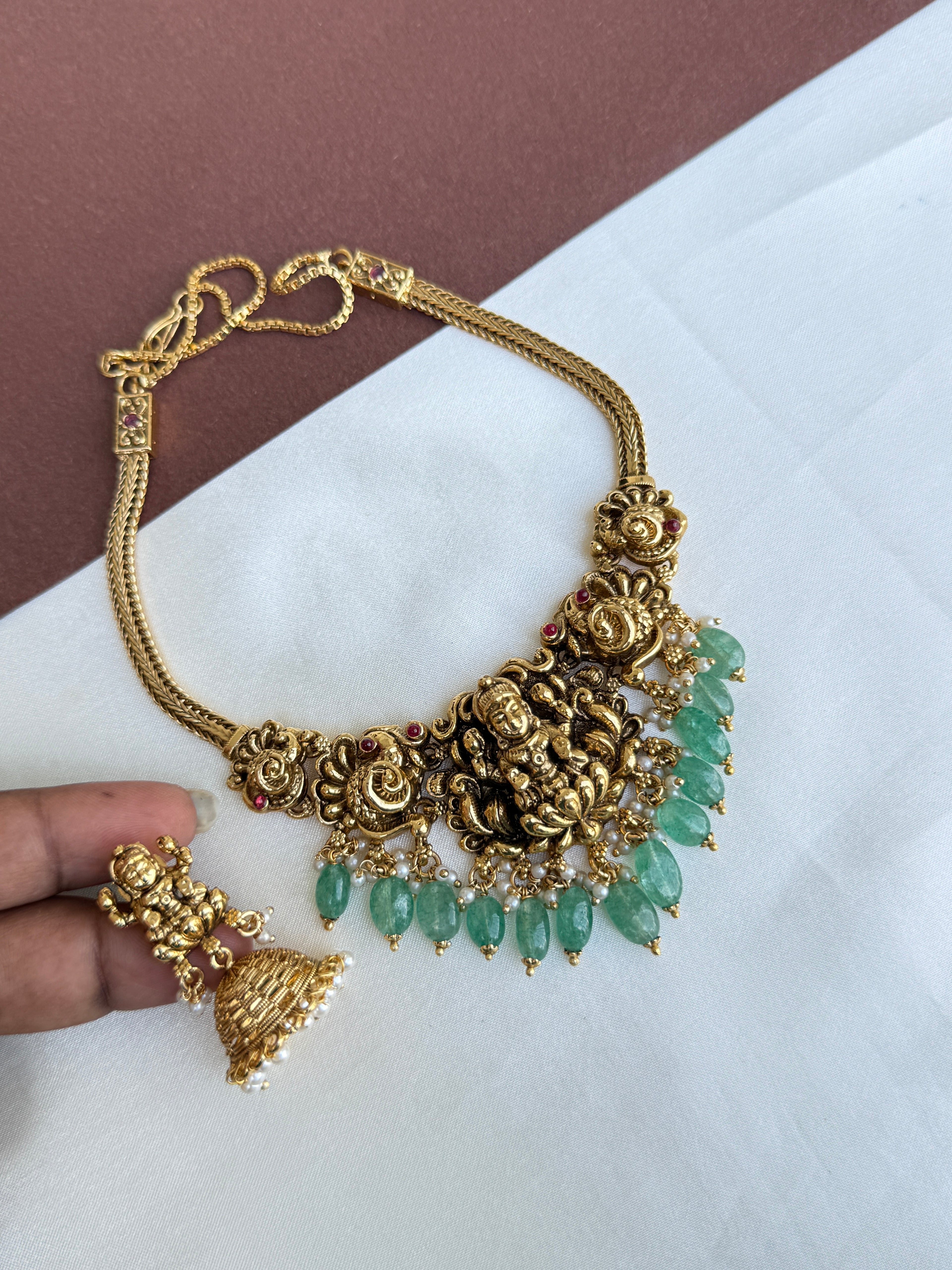 Ns406 3D nakshi lakshmi Devi neckset