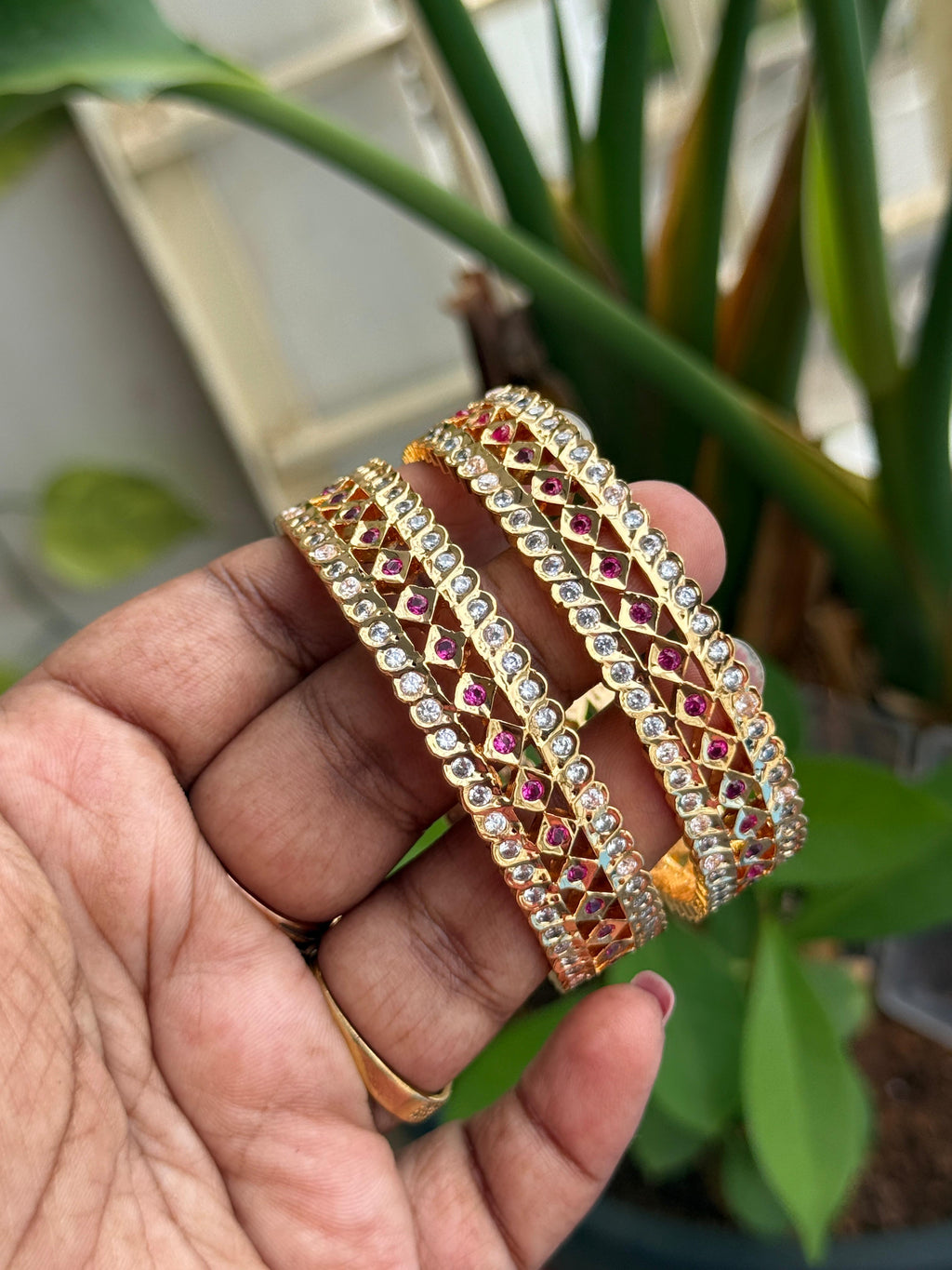 Unique Panchaloham ruby radiance heritage bangles ph622