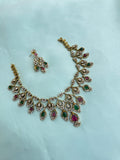 Ruby emerald short neck with earringsns920