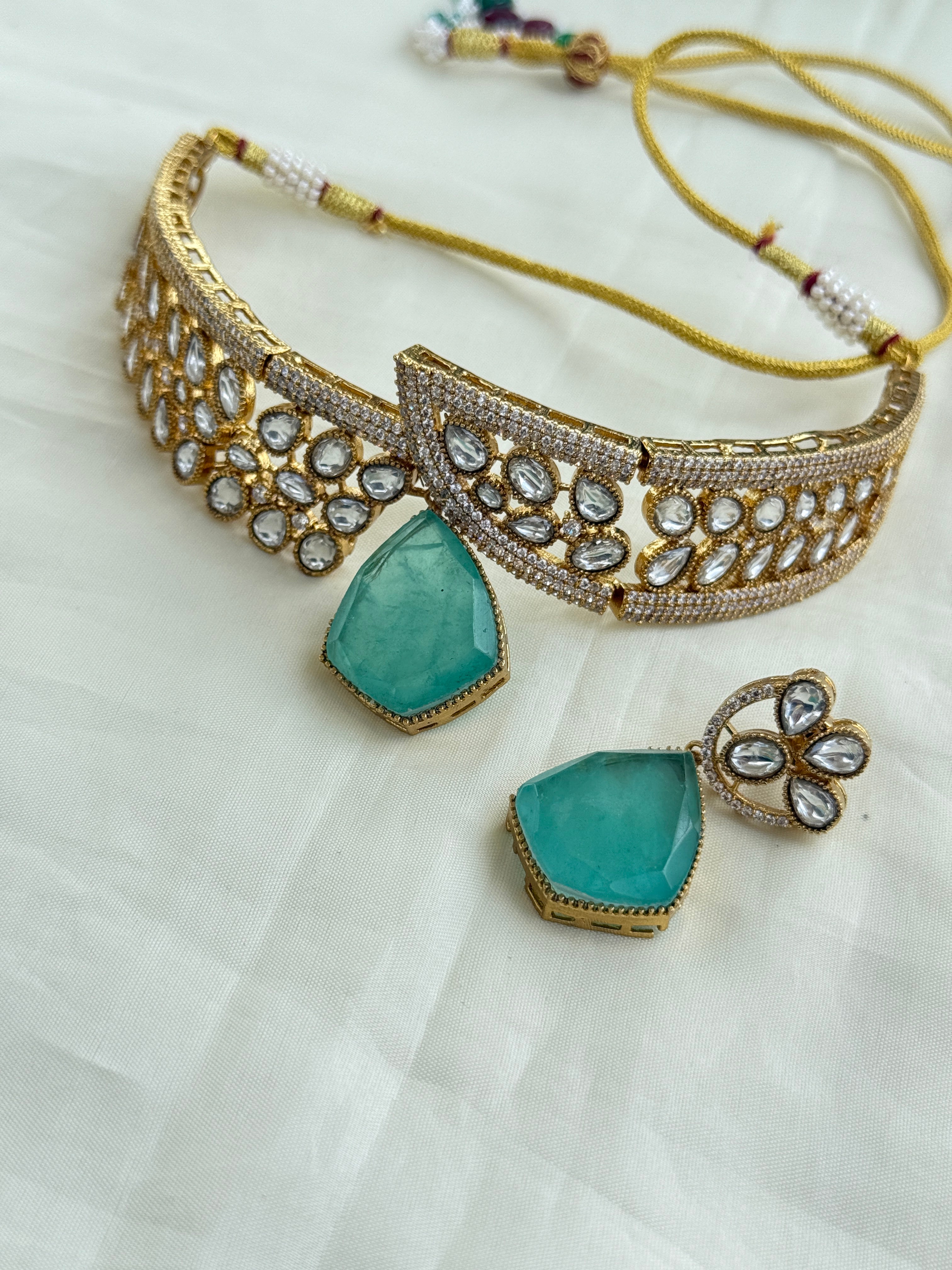 Ch001 moissanite pastel color choker