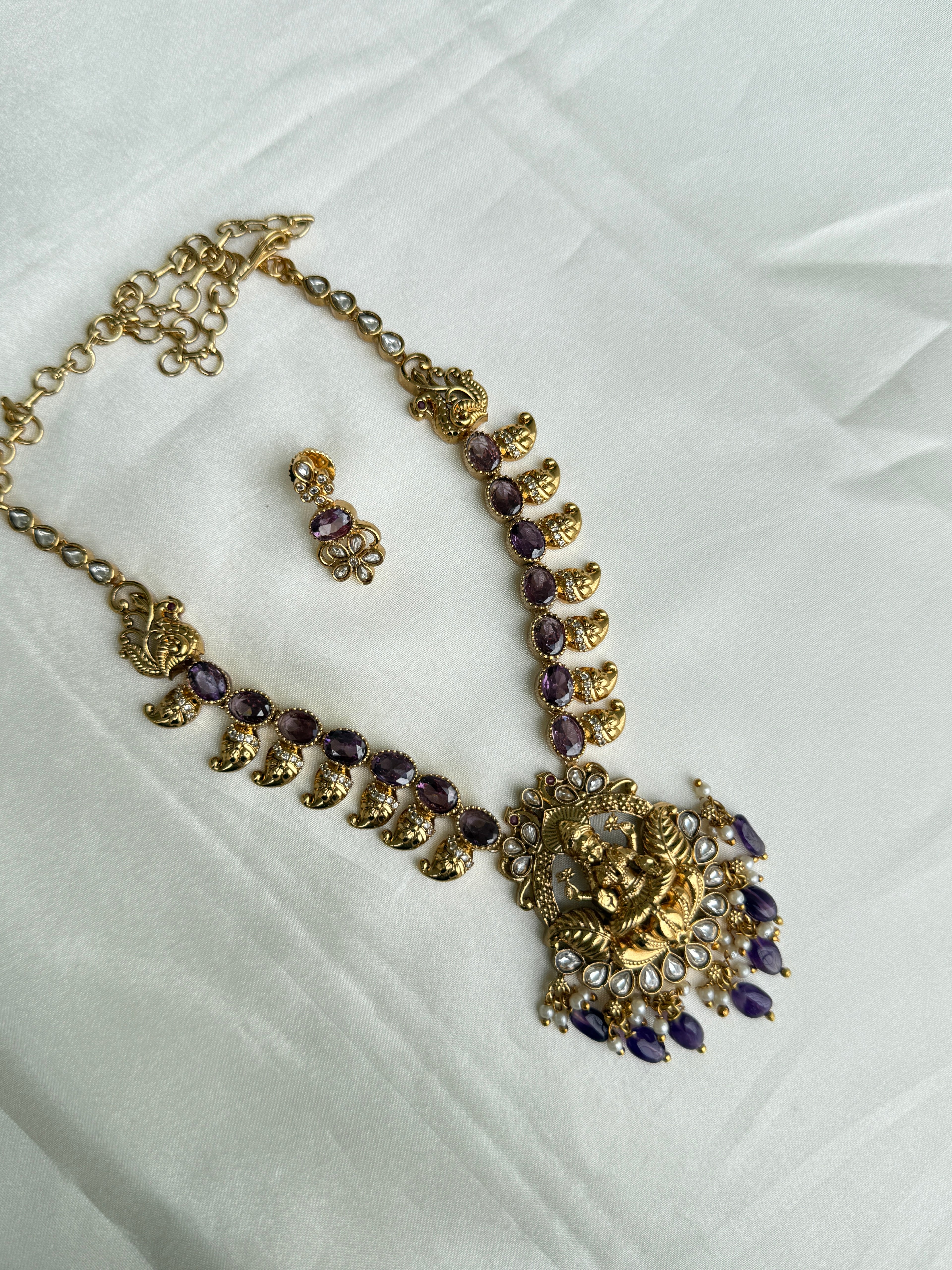 Ns342 Kundan Lakshmi Devi mango neckset