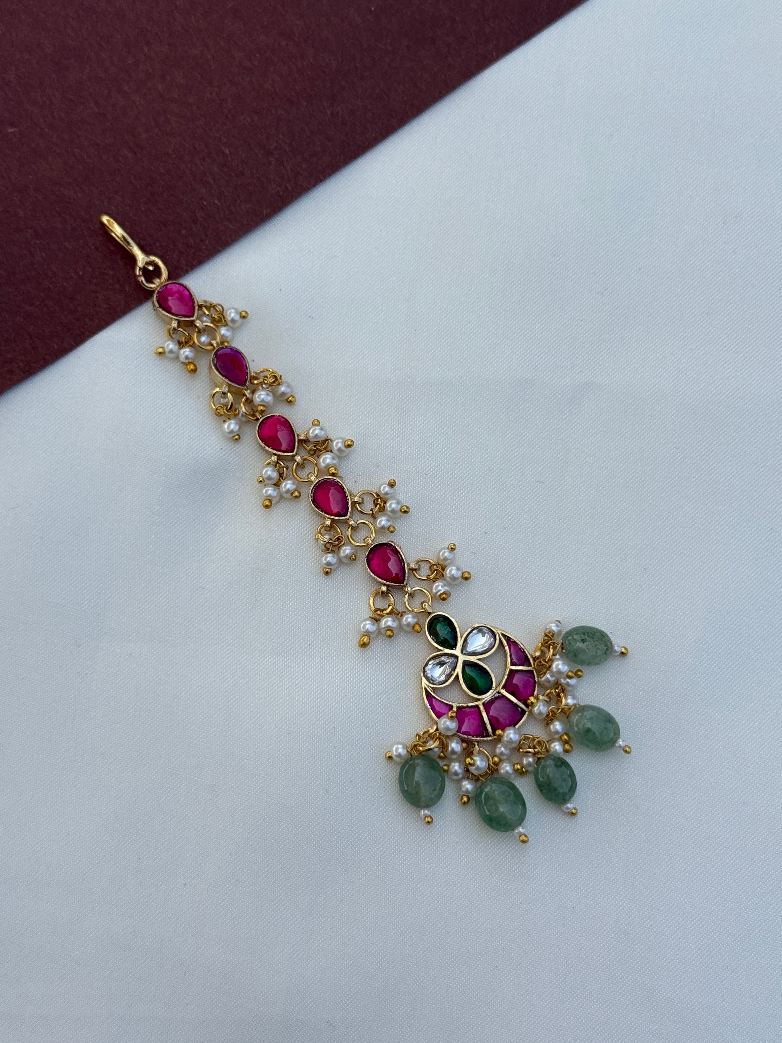 Tk700 jadau kundan half moon tikka