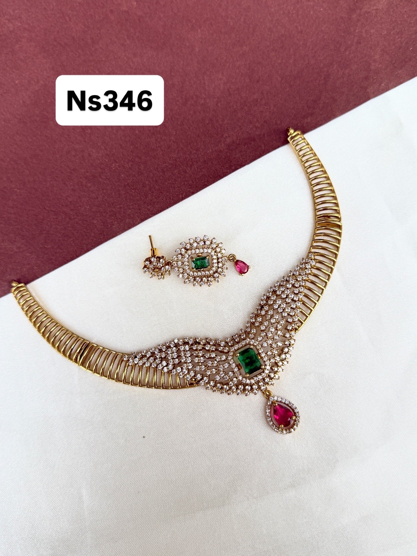 Ns346 multi zircon Kante with earrings