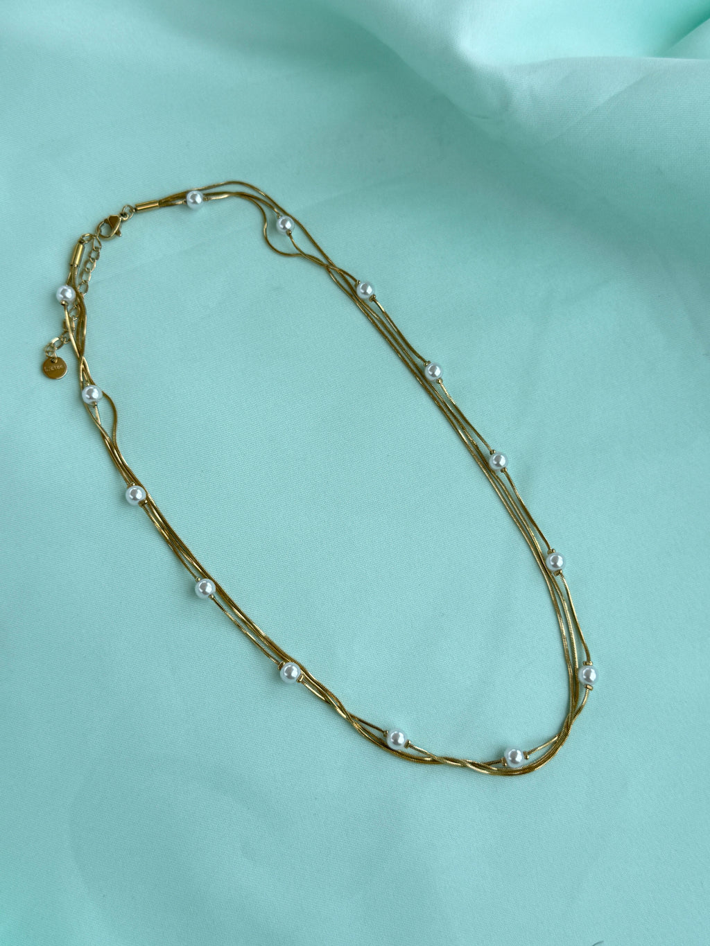 Dc064 anti tarnish pearl 3 layer's 18inches adjustable daily wear chains