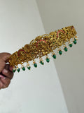HB631 Lakshmi devi small kids Hip Belt with green beads suits for 4years to 8 years