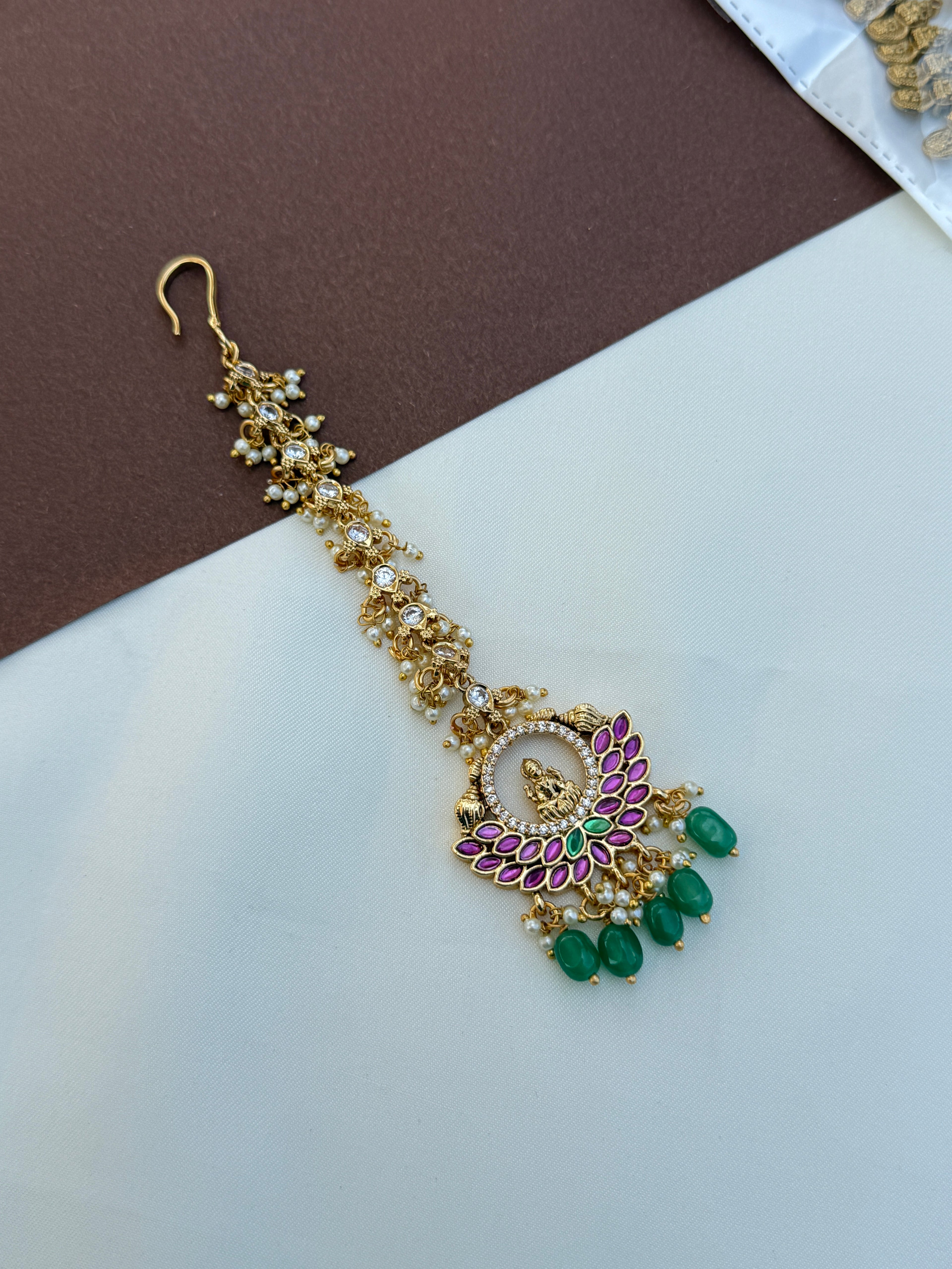 Tk721 Lakshmi devi jadau kundan tikka