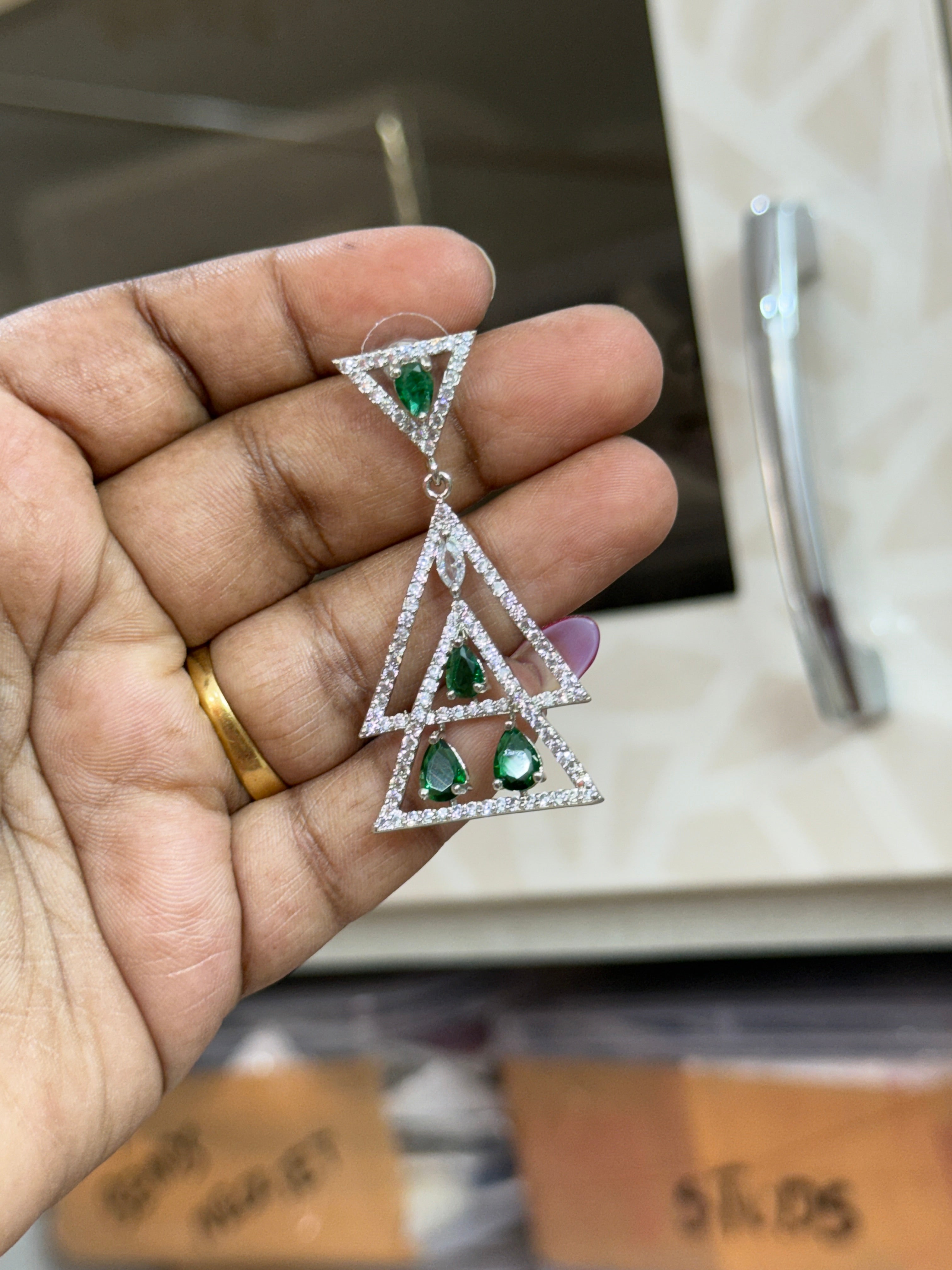 Sen14 double triangle western earrings