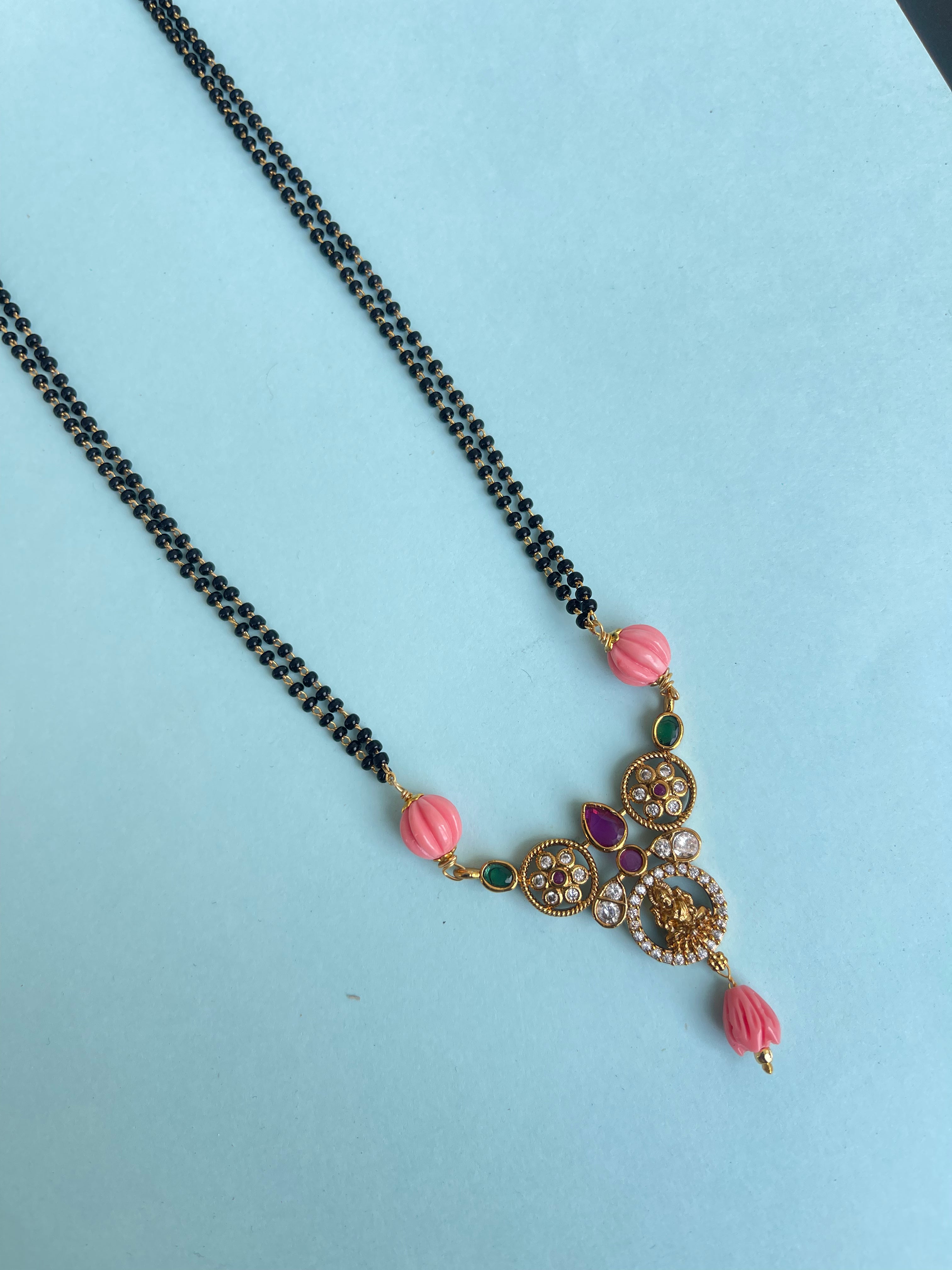 2 lines lakshmi devi tulip blackbeads 18 inches bb1647