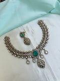 Emerald Dewdrop Kundan Neckset with flower design earrings Ns993