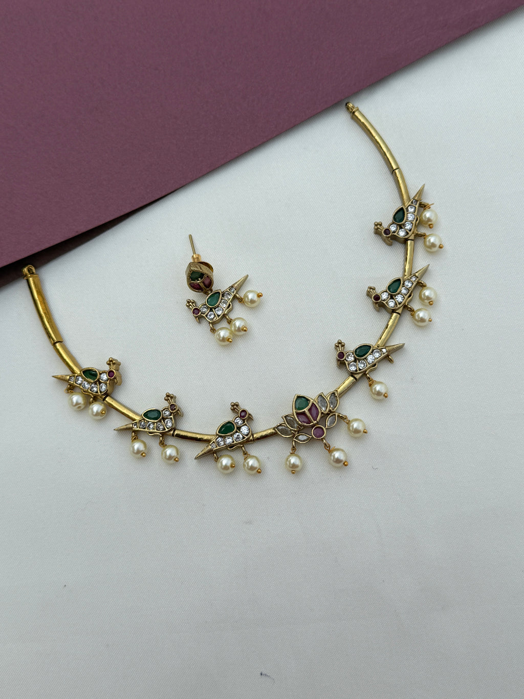 Multi parrot kante lotus neckset with earrings NS632