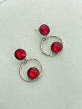 Red round earrings