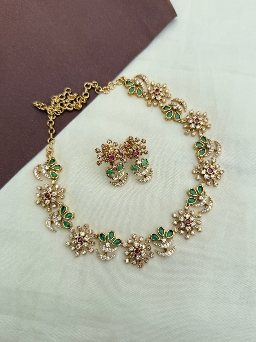 Ns284 multi flower tree neckset with earrings
