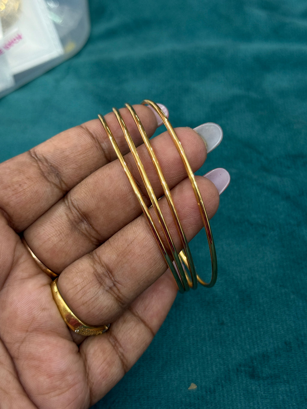 Sb610 micro gold polish set of 4  plain bangles