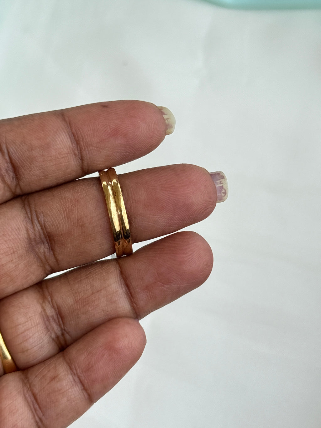 Rg083 anti tarnish double line finger rings