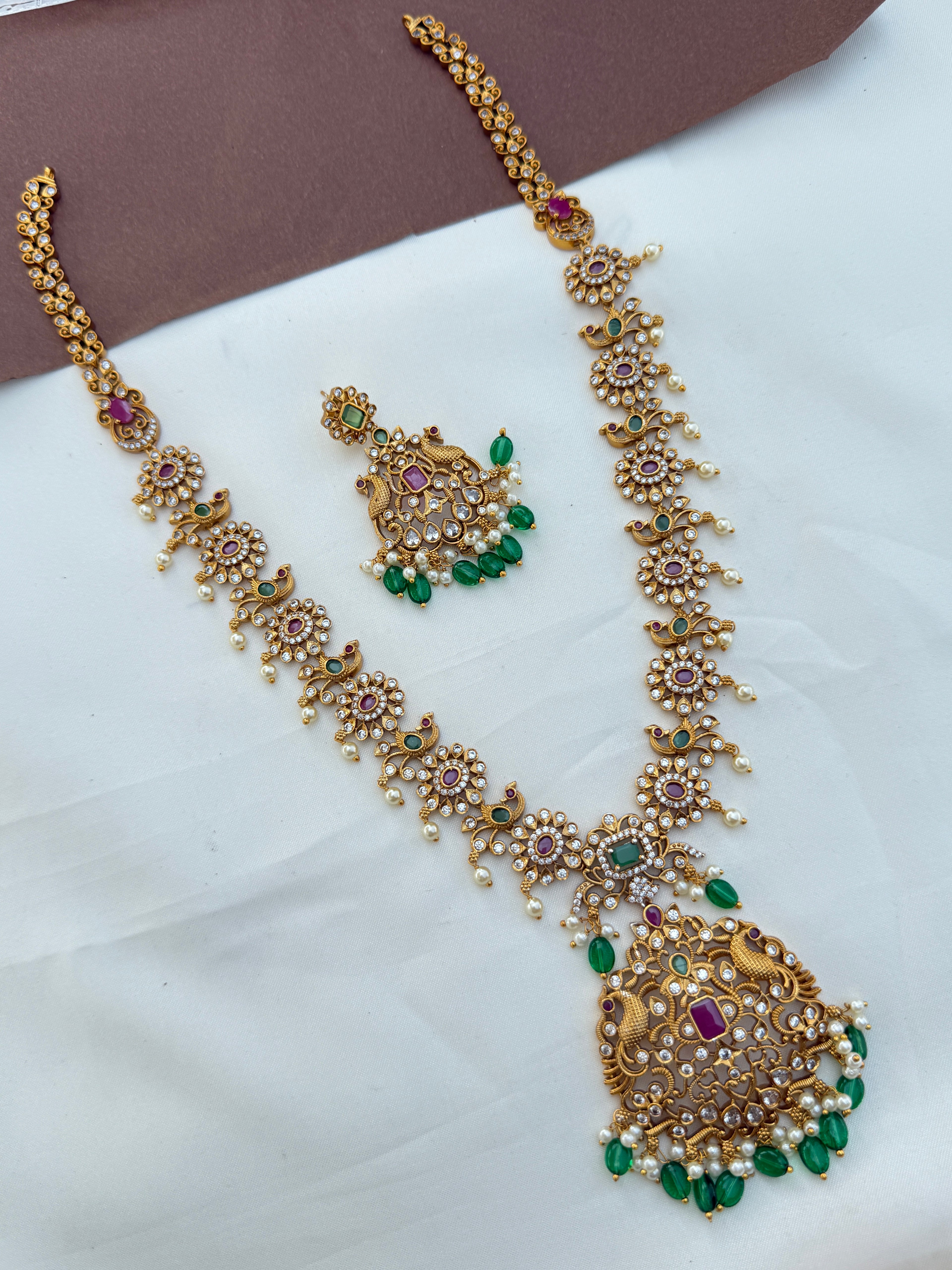 Lh590 multi cz long haram with earrings