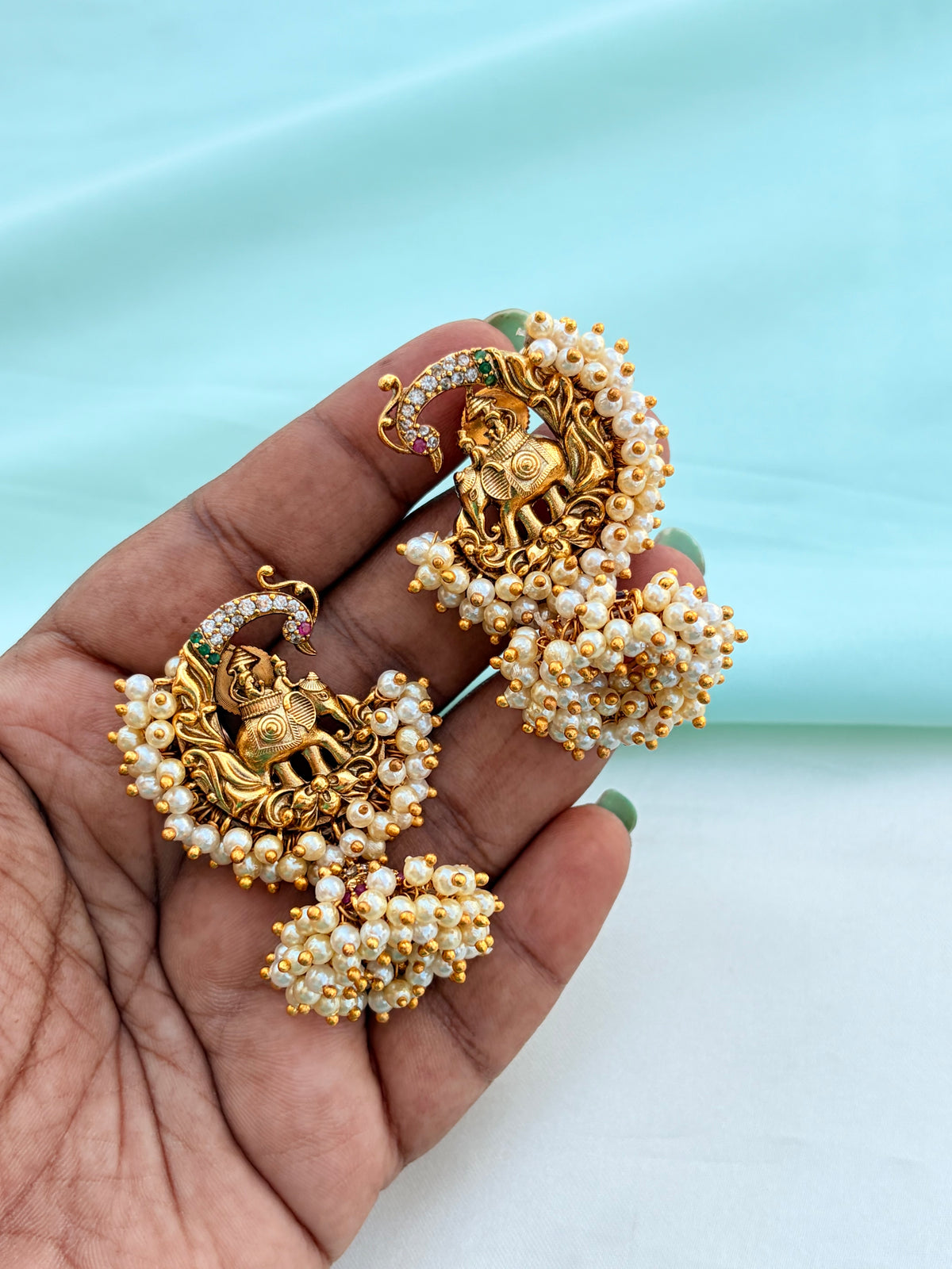 Elephant design pearls butta earrings Er962
