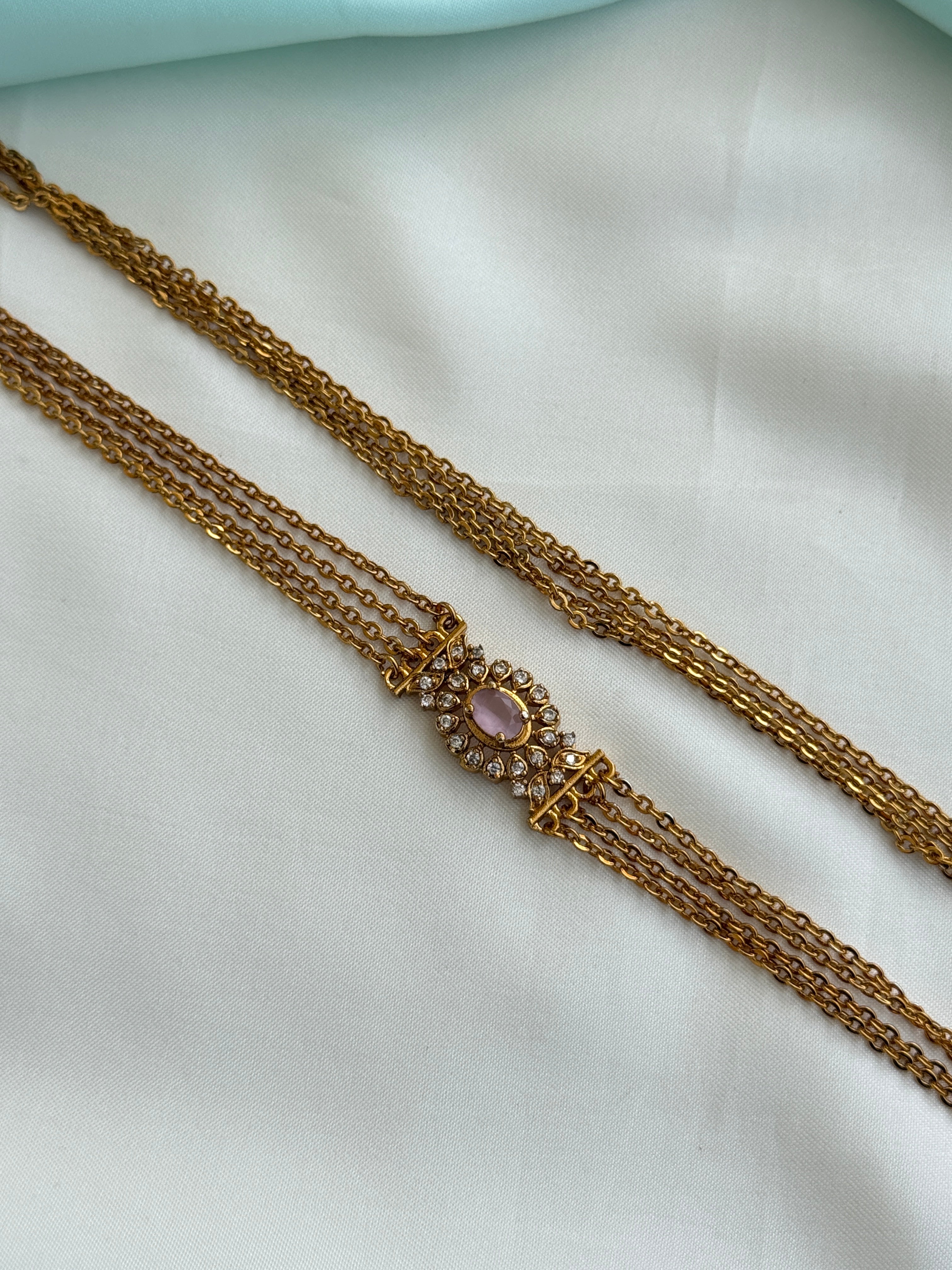 Ch5084 Chandraharam with side pendent 4layers in 25 inches