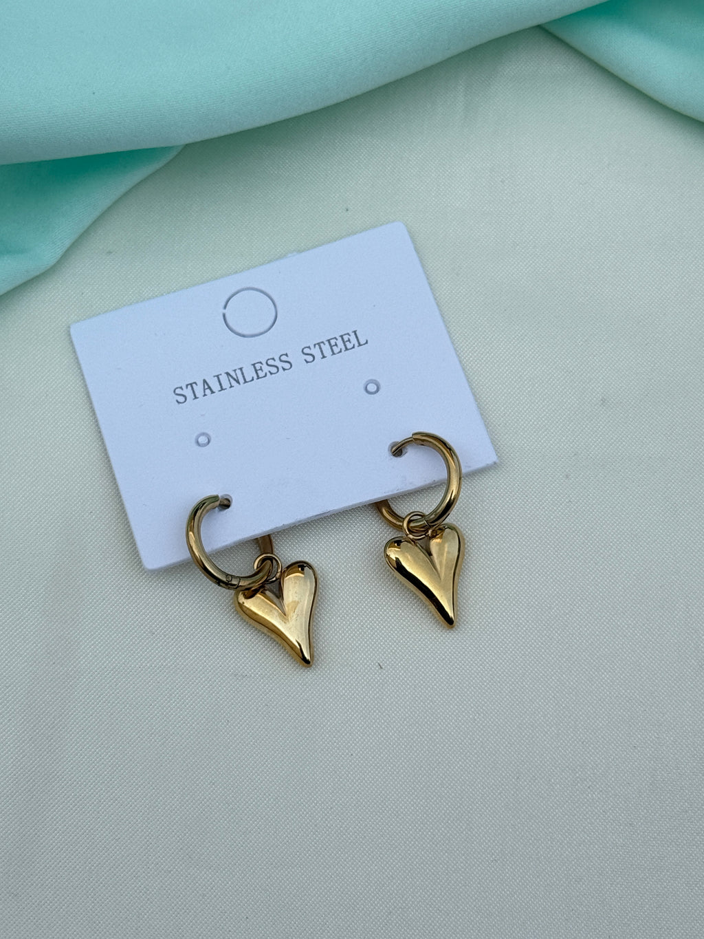 Er277 anti tarnish gold heart locksystem earrings