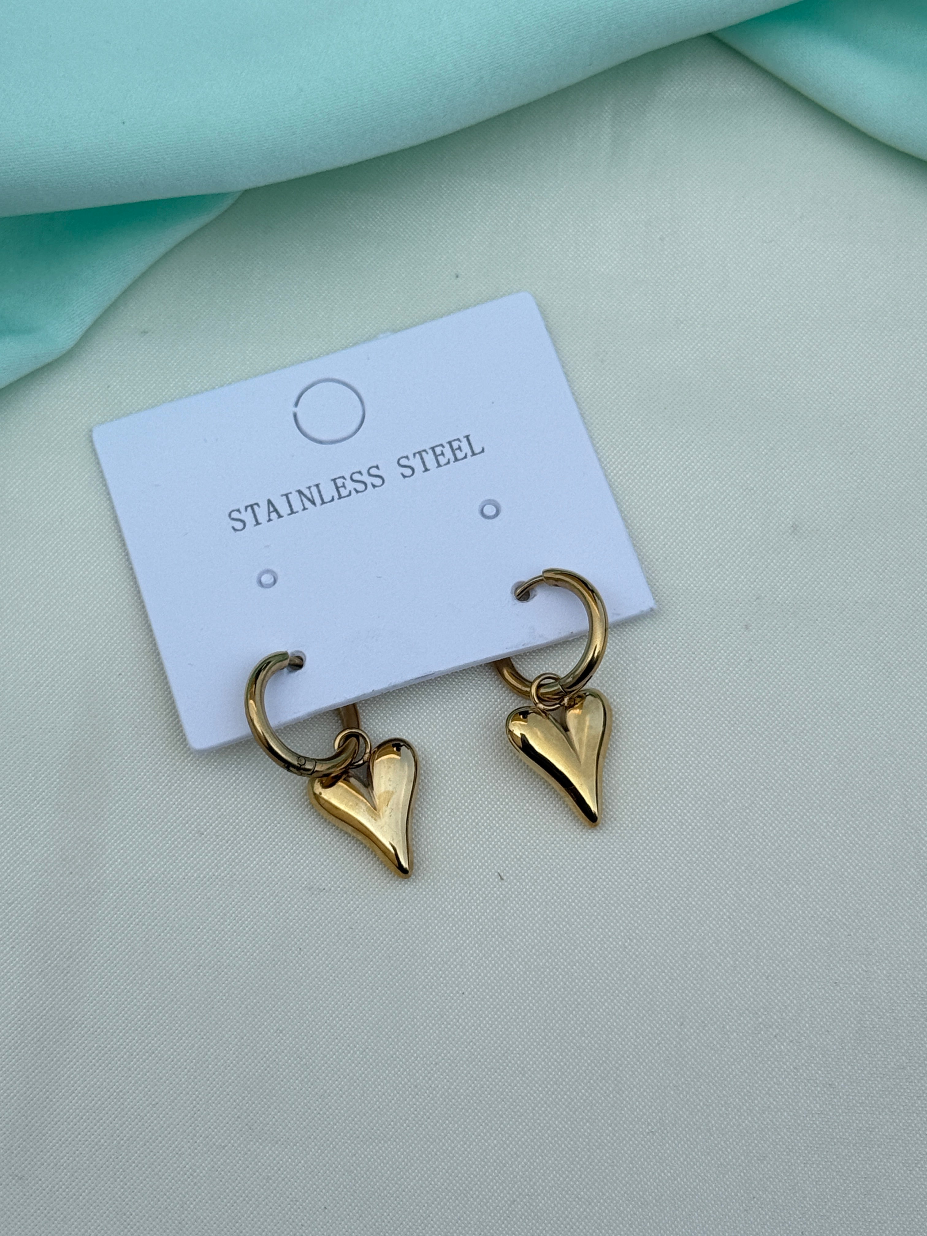 Er277 anti tarnish gold heart locksystem earrings