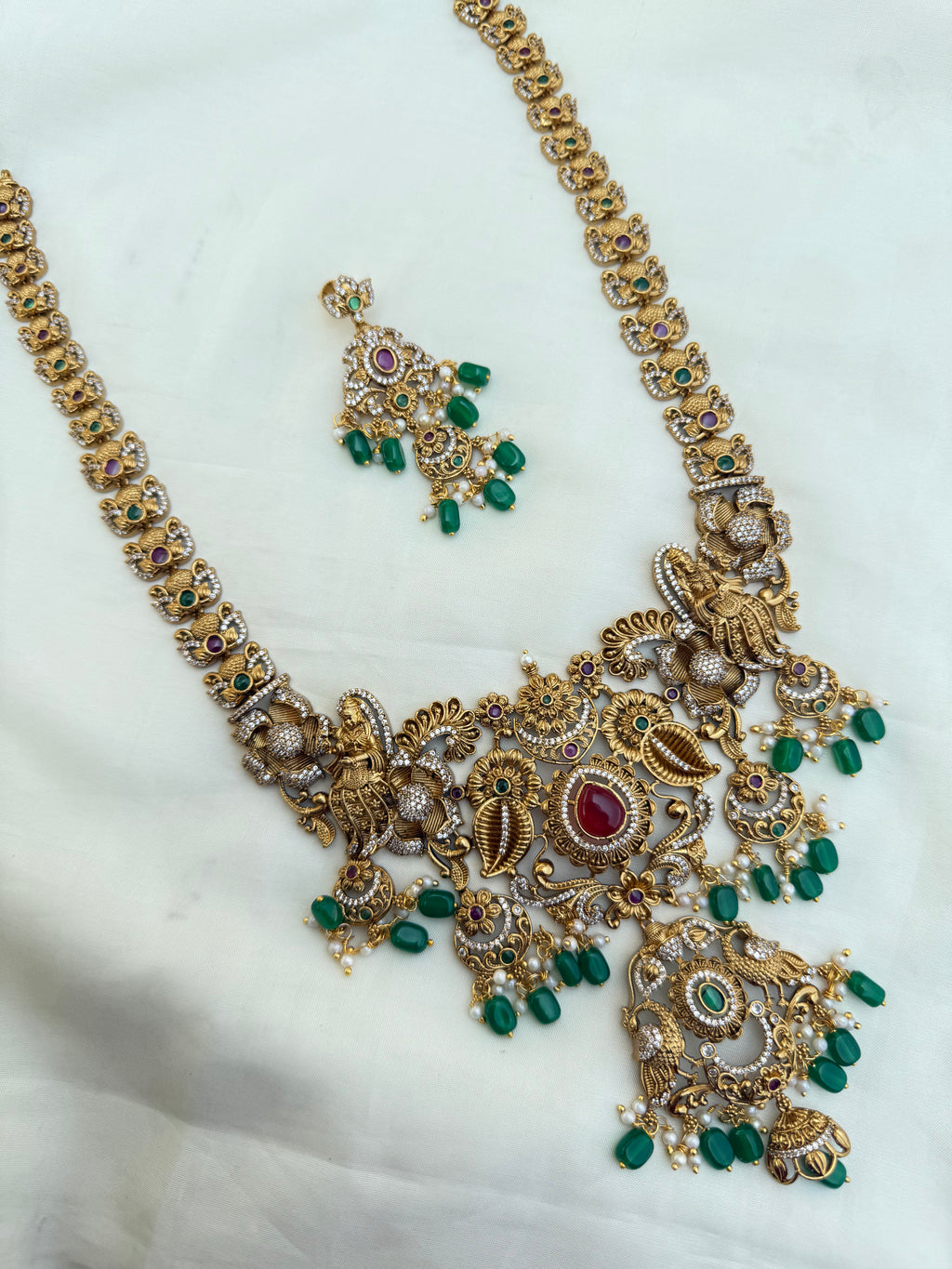 Lh202 long heavy haram with green beads