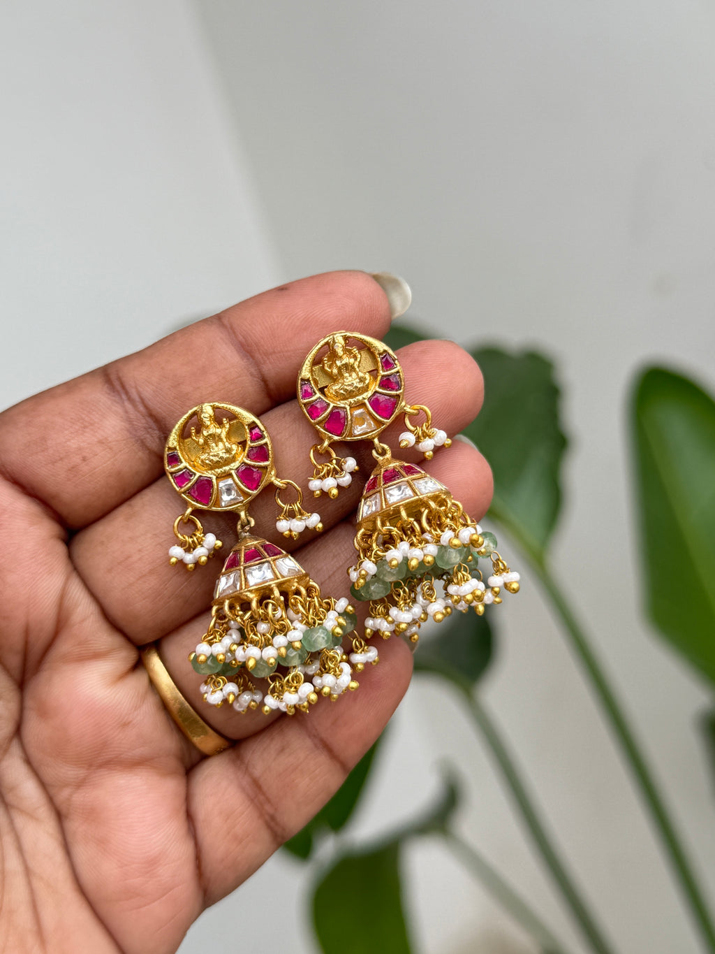 Er126 Lakshmi Devi back screw butta Earrings