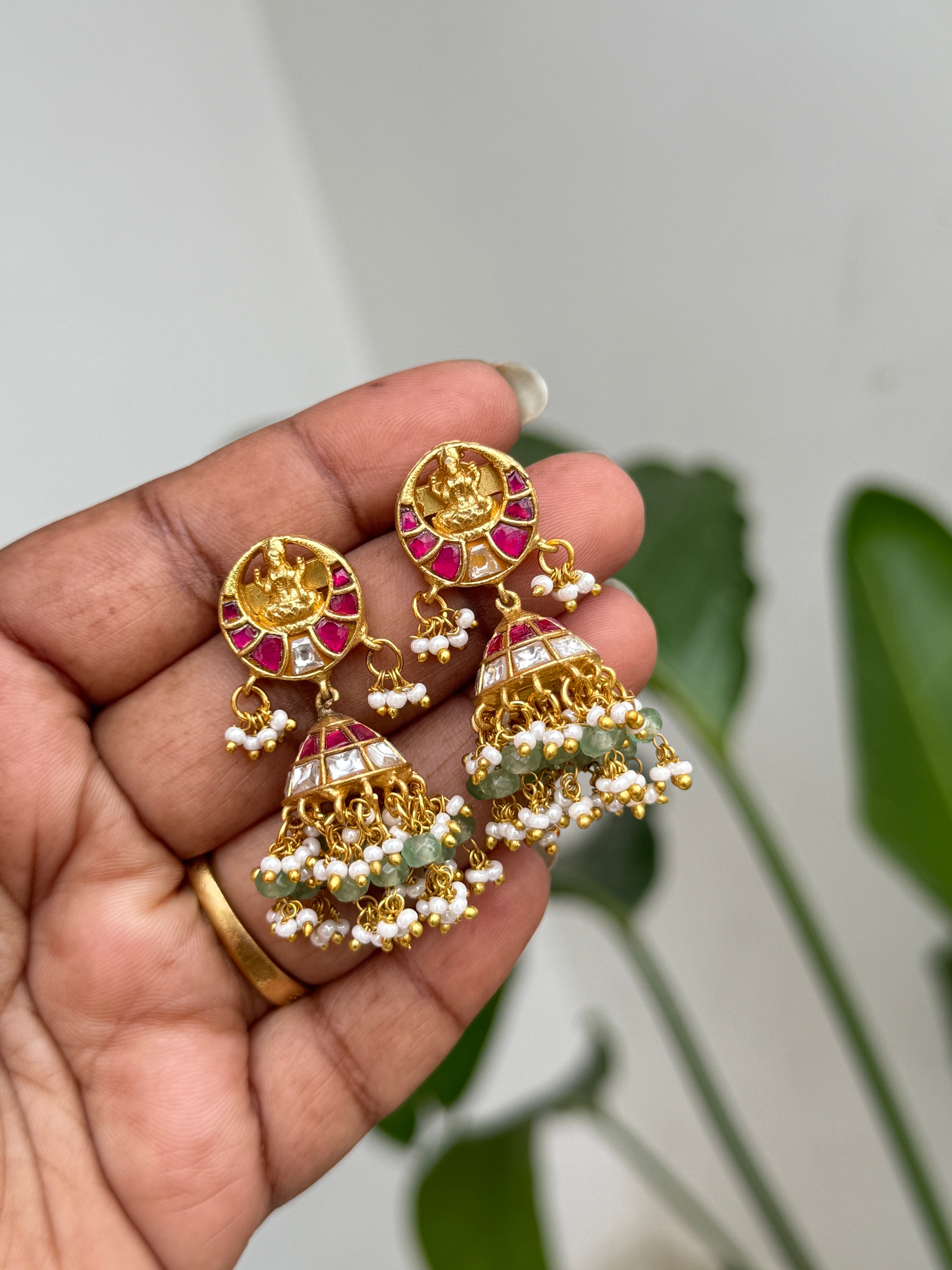 Er126 Lakshmi Devi back screw butta Earrings