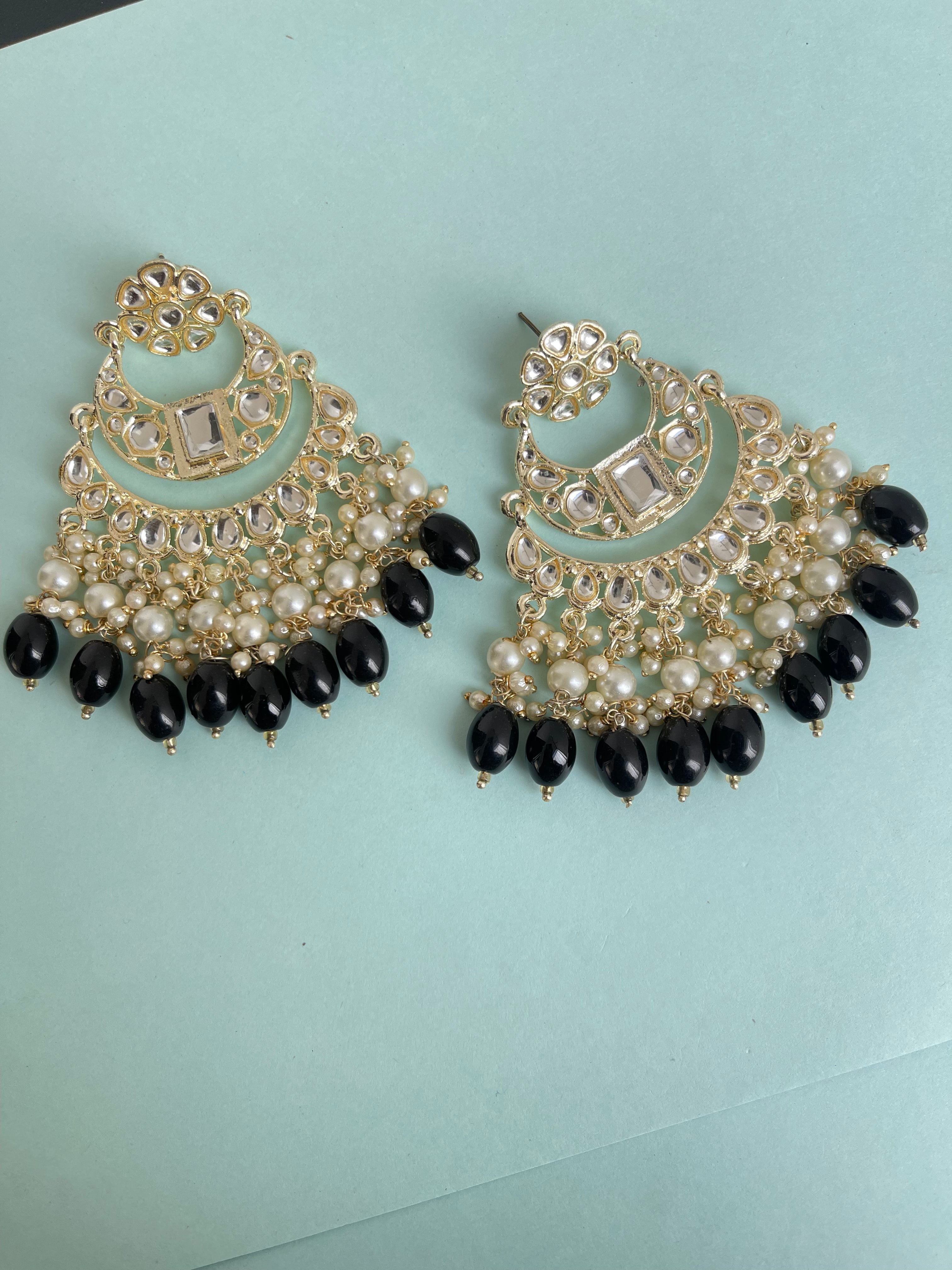 2 layers Kundan chandbali earrings