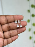 Er296 anti tarnish flower single drops back push earrings