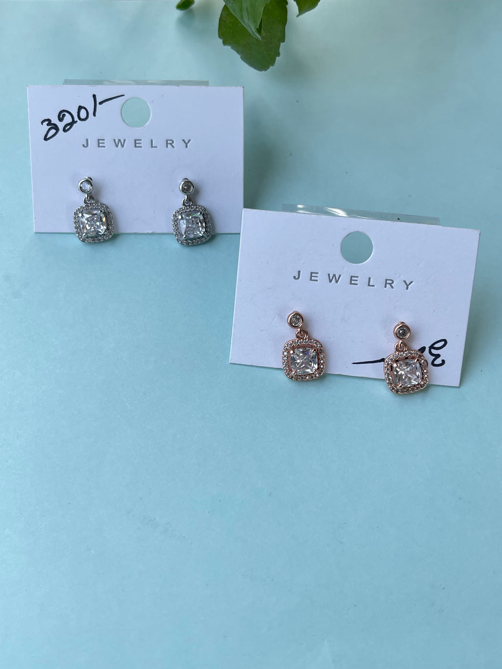 Small diamond finish studs hanging earrings