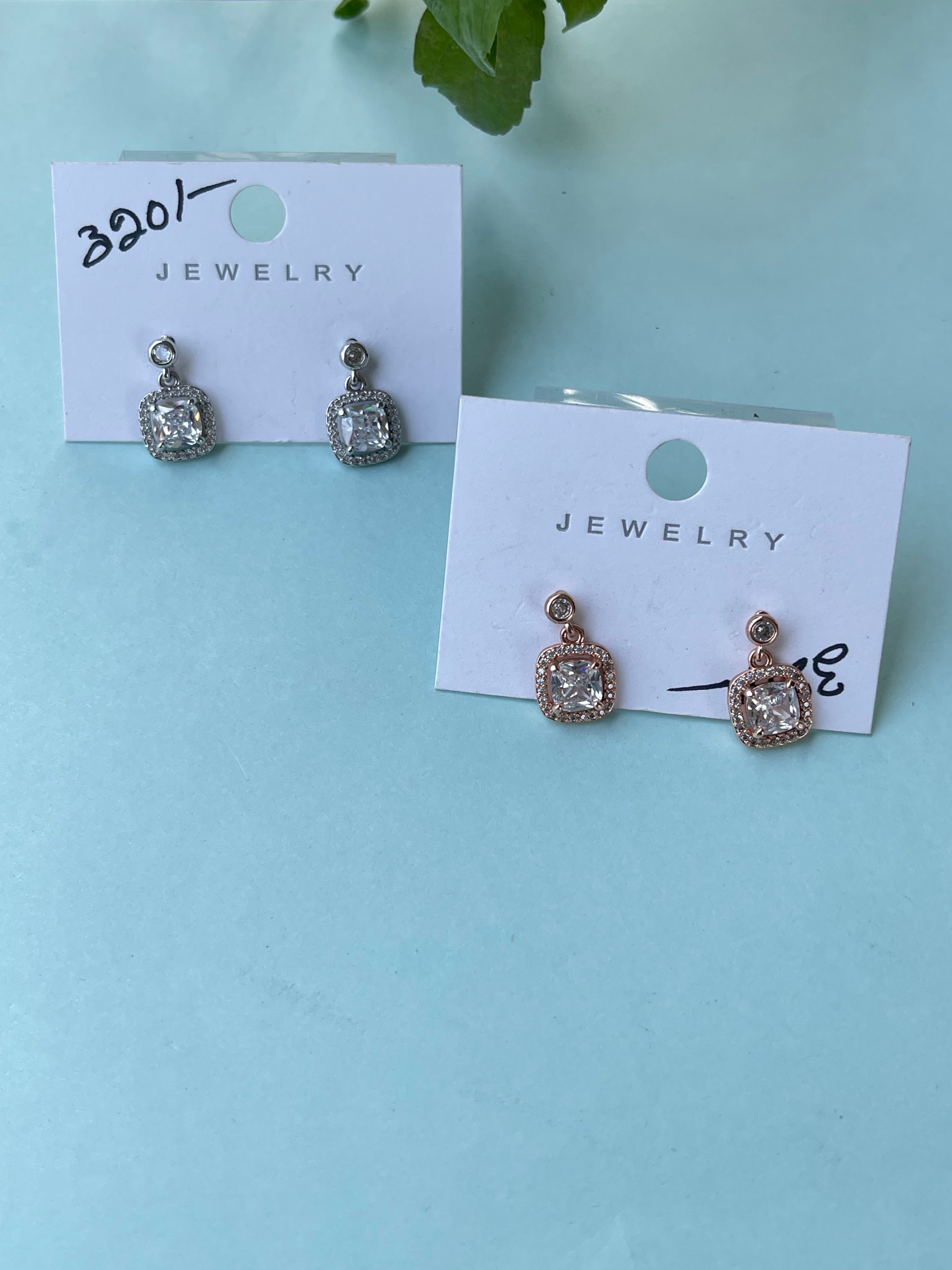 Small diamond finish studs hanging earrings