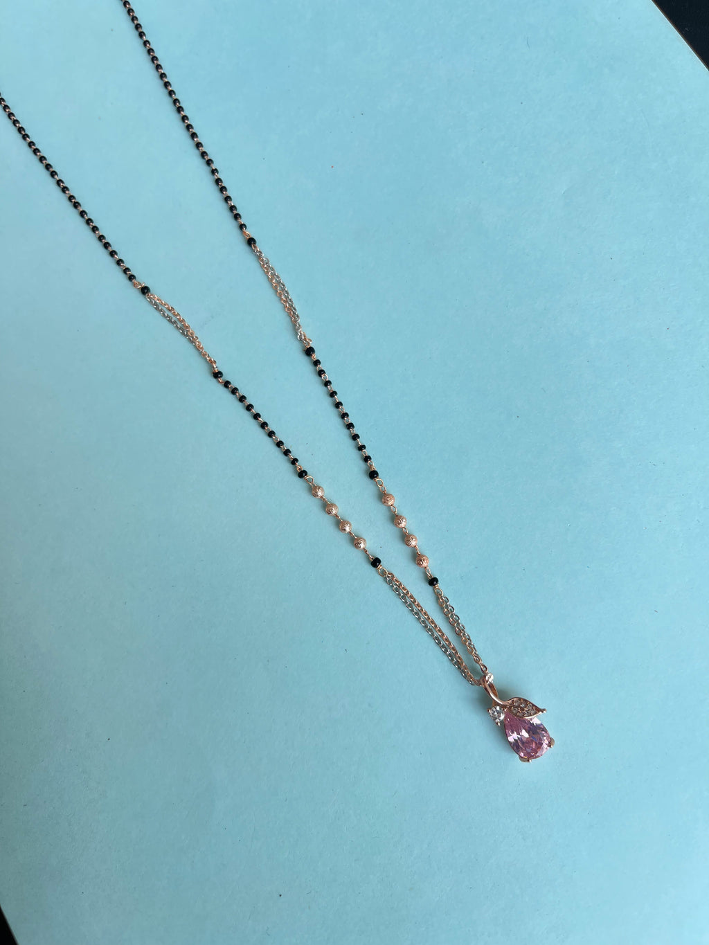 Light pink rose platinum single line blackbeads