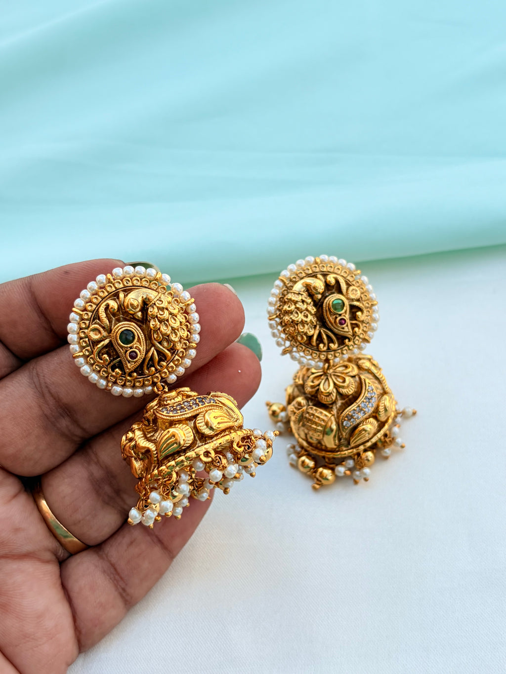Peacock and elephant design butta earrings Er960