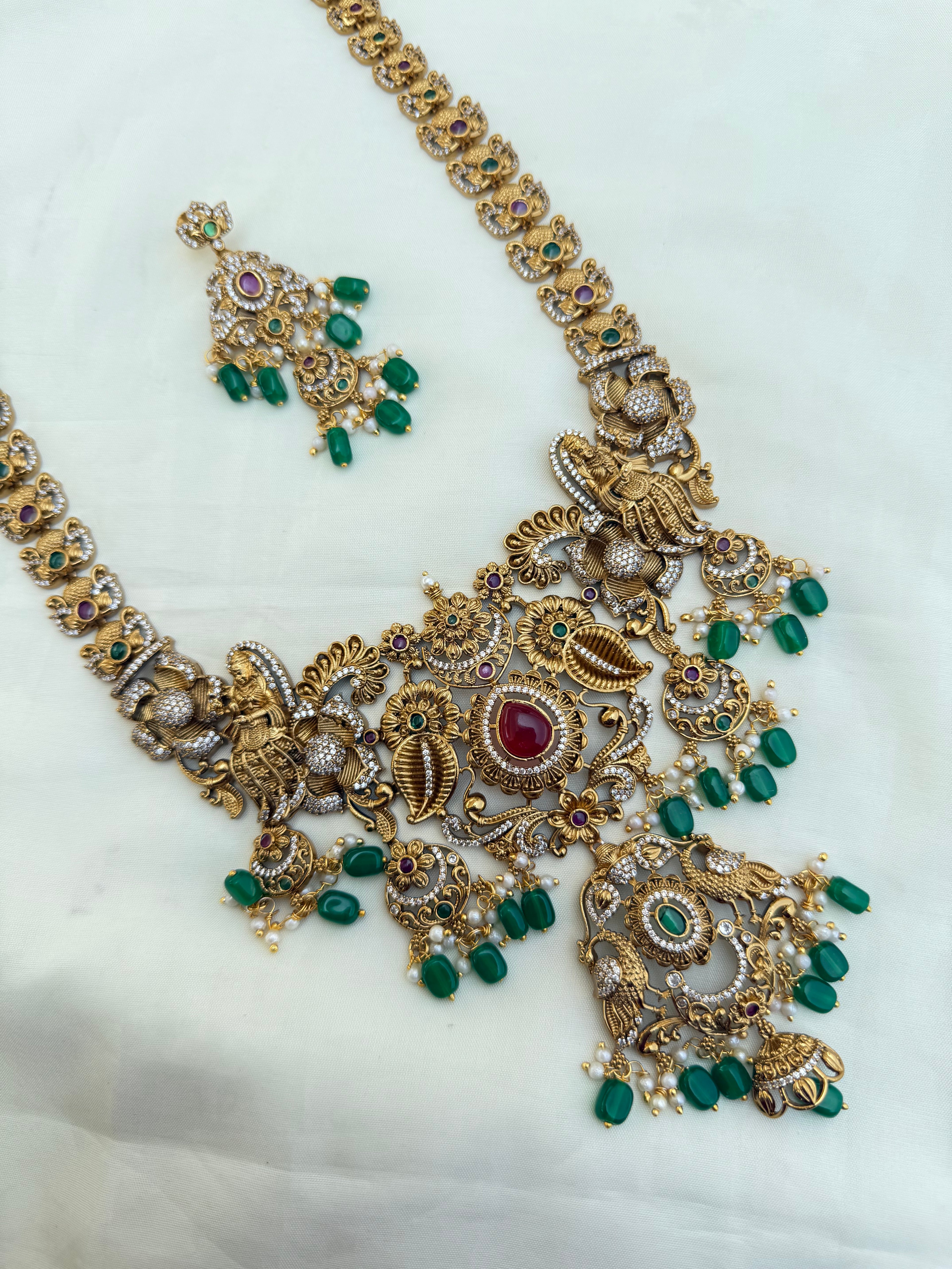 Lh202 long heavy haram with green beads