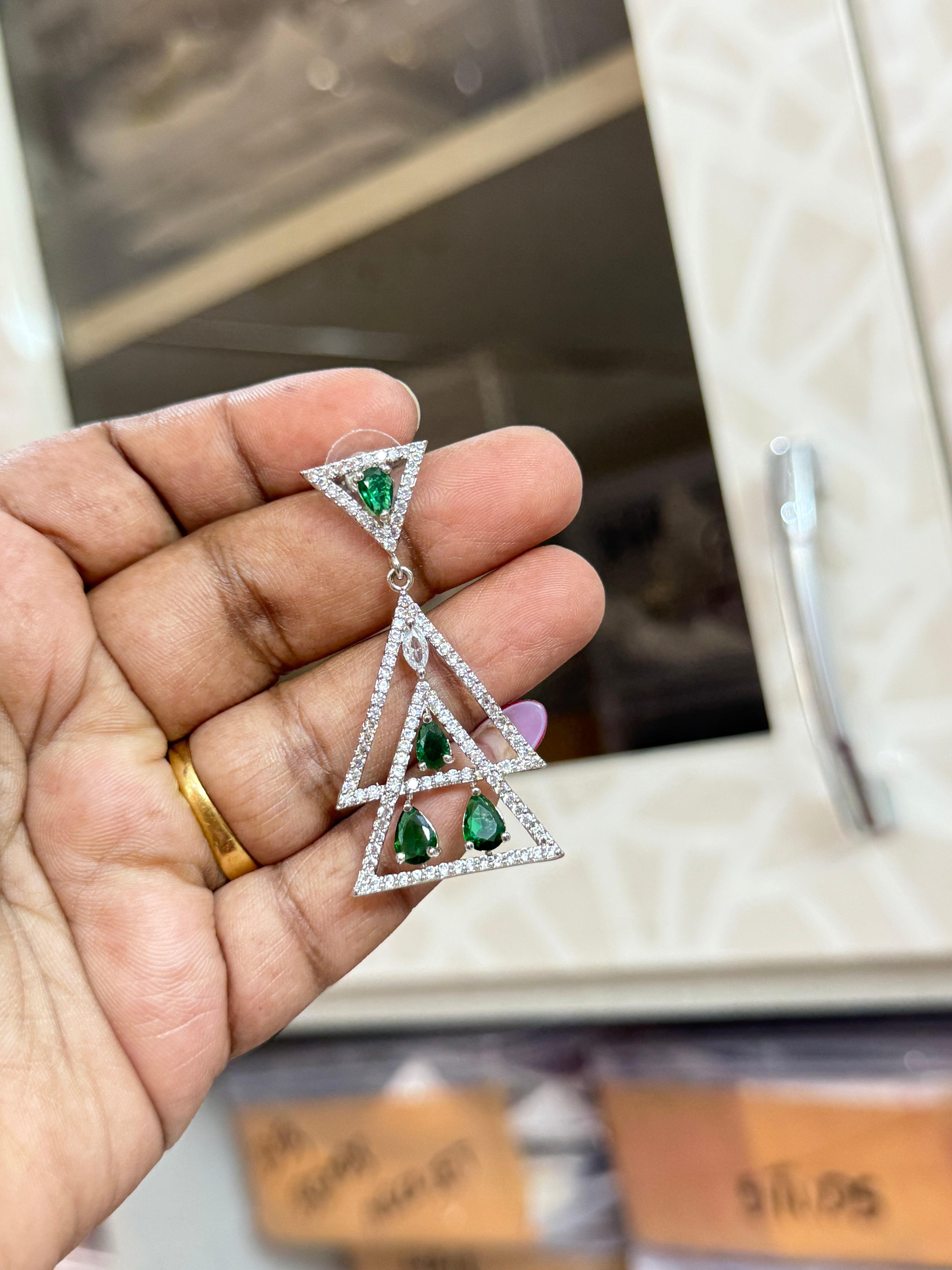 Sen14 double triangle western earrings