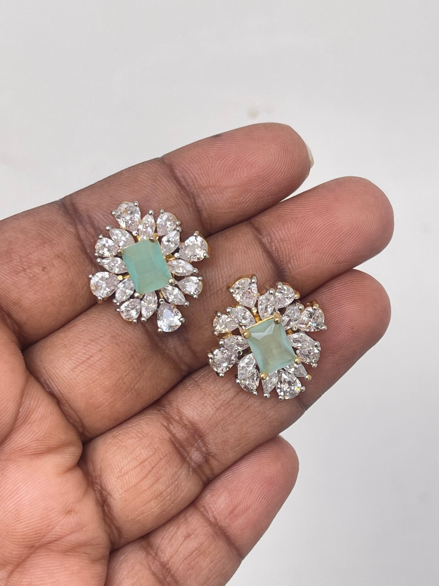 Mintgreen white stone studs