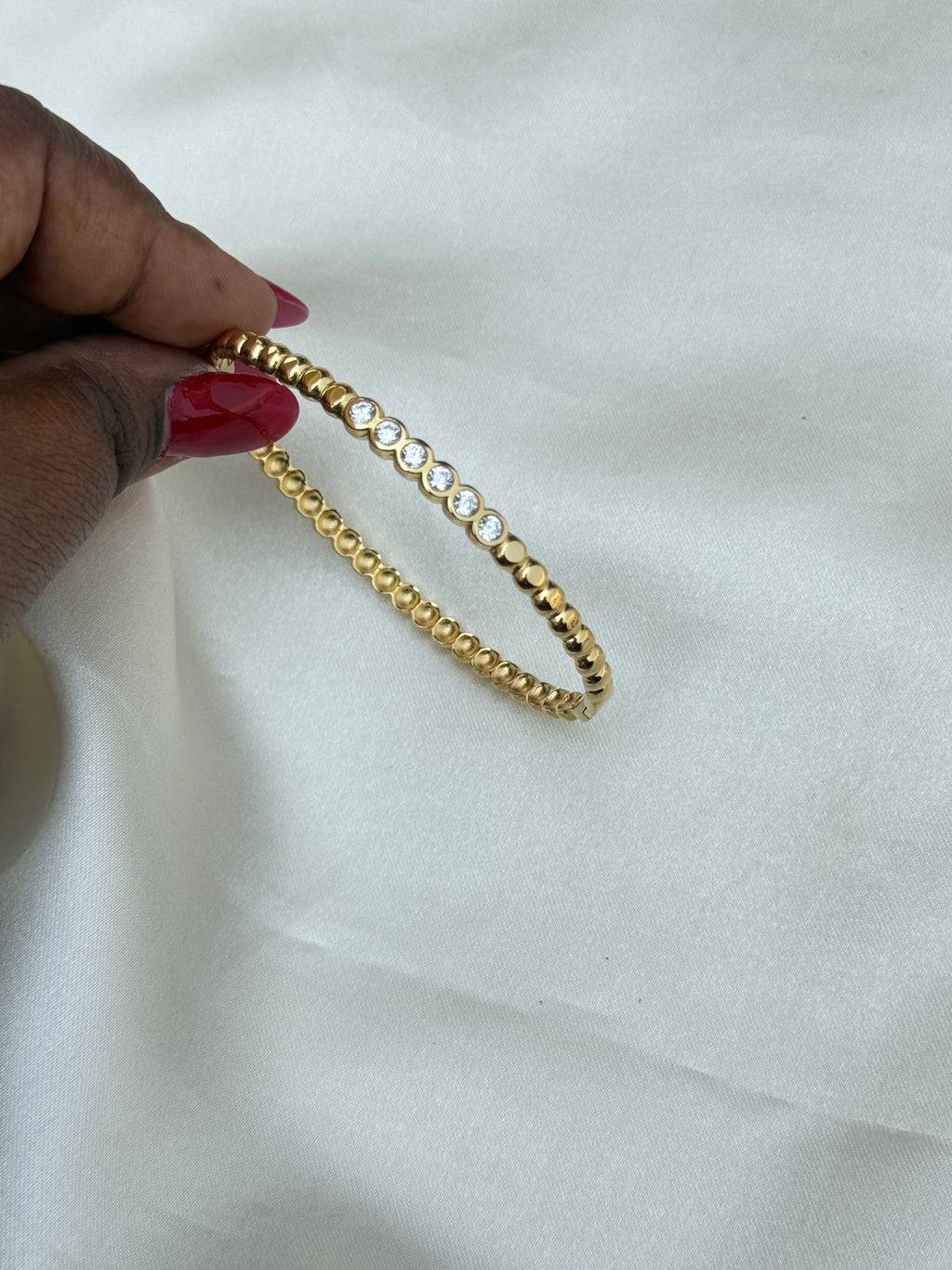 Ab065 anti tarnish 6 stones openable kada bracelet