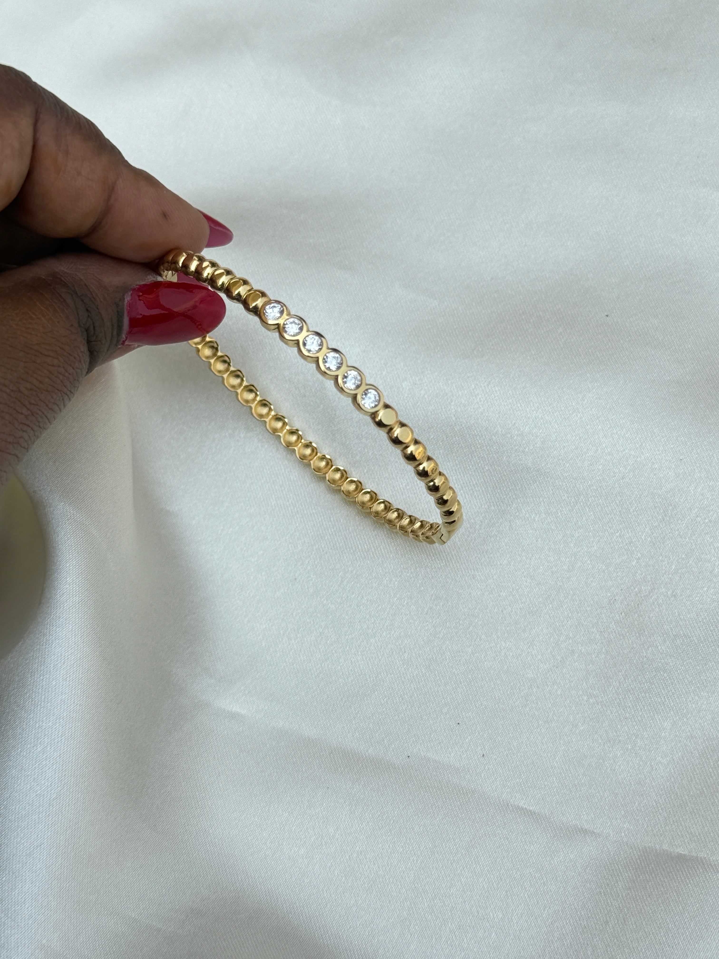 Ab065 anti tarnish 6 stones openable kada bracelet