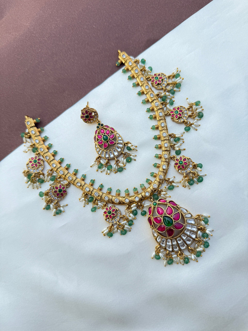 Ns595 jadau Kundan guttapusalu neckset