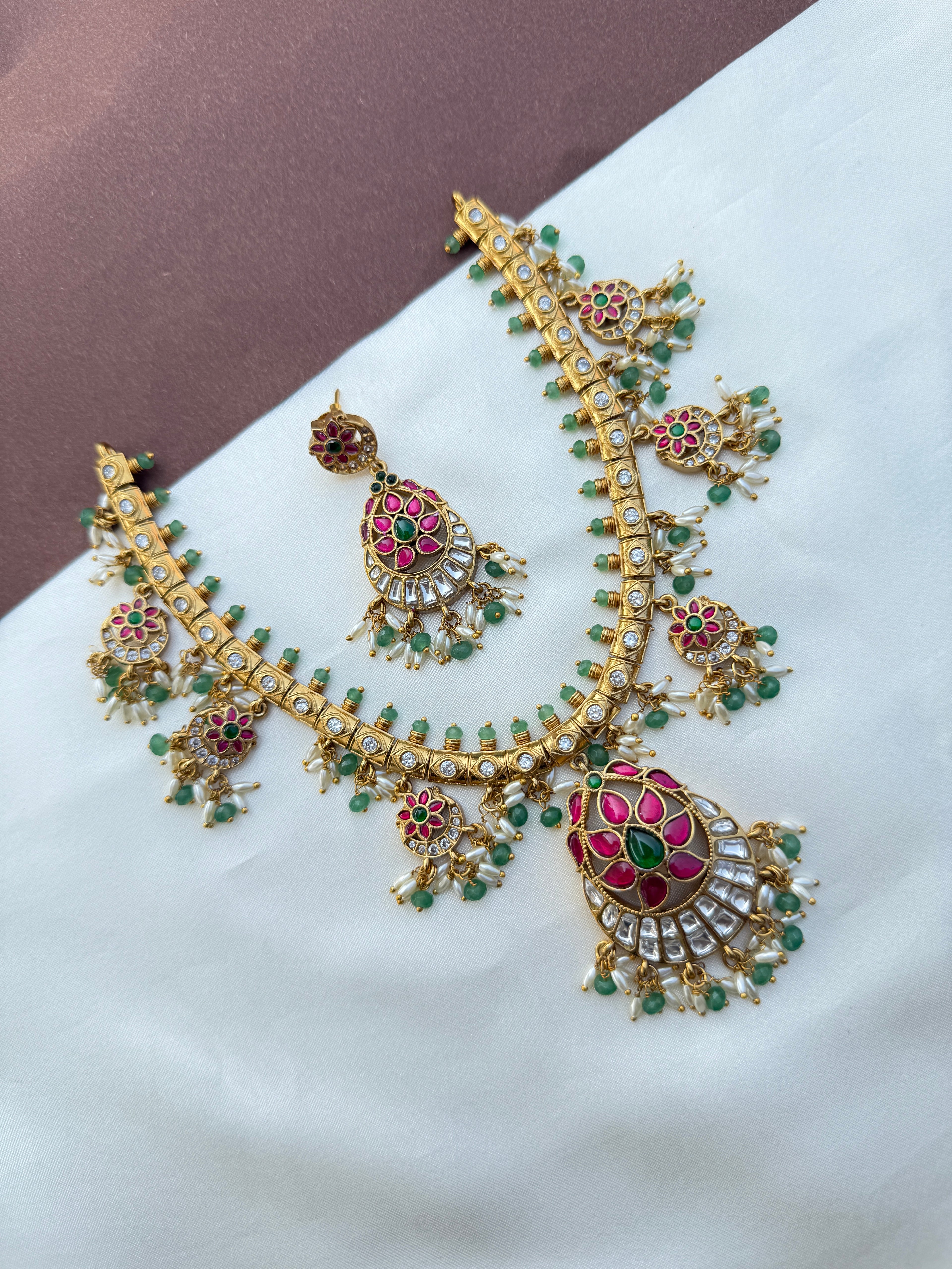 Ns595 jadau Kundan guttapusalu neckset