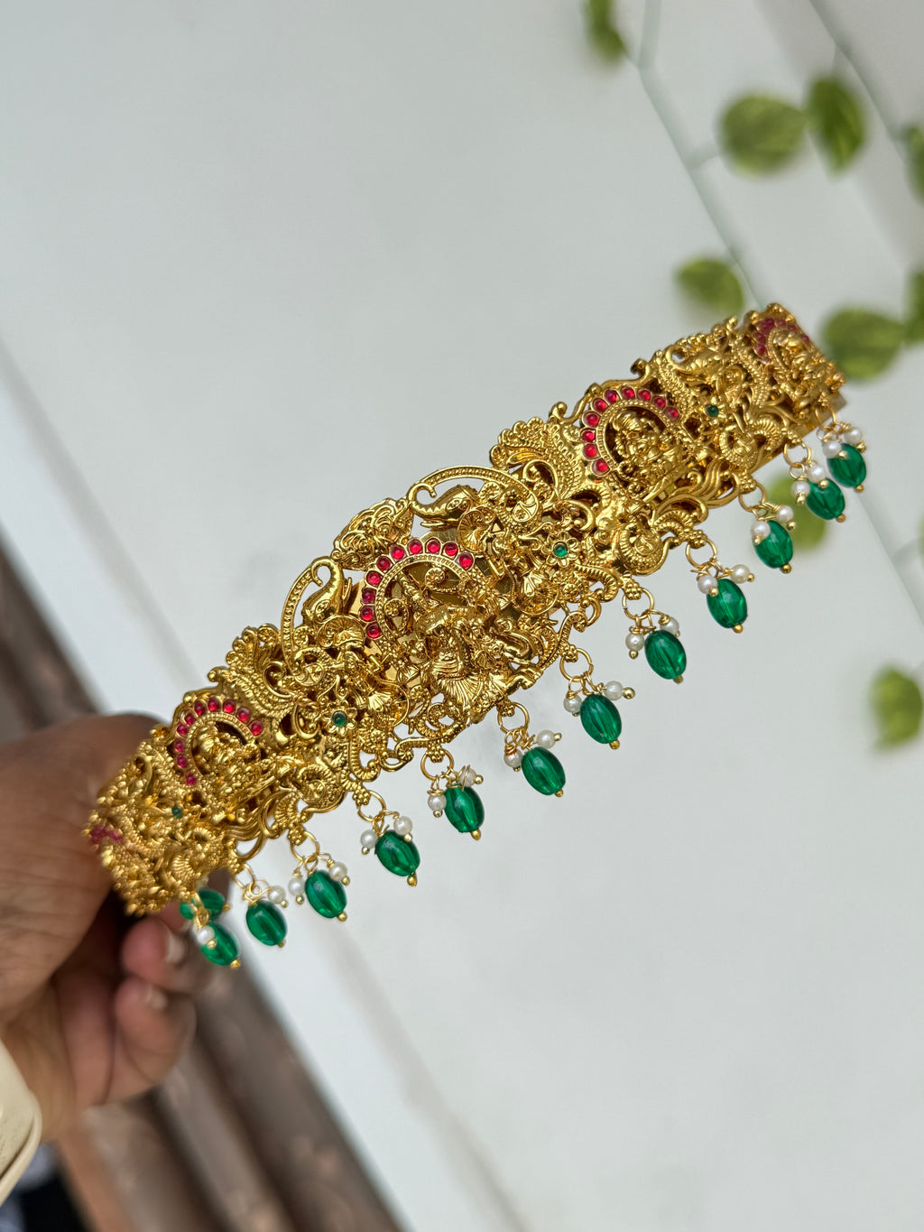 Hb699 Lakshmi Devi peacock plain beads kids hipbelt