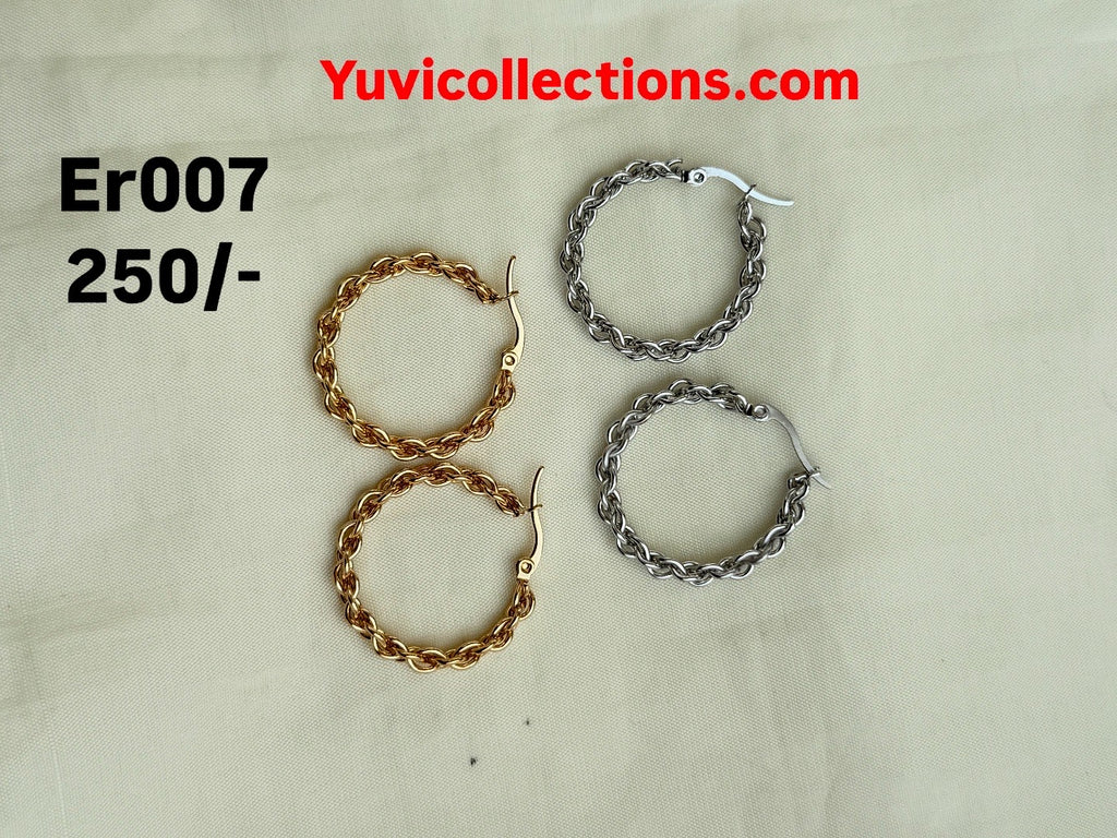 Er007 circle anti-tarnish hoops in gold and silver