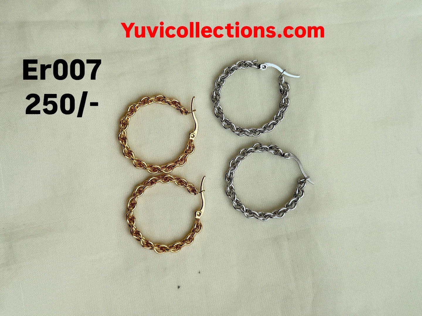 Er007 circle anti-tarnish hoops in gold and silver