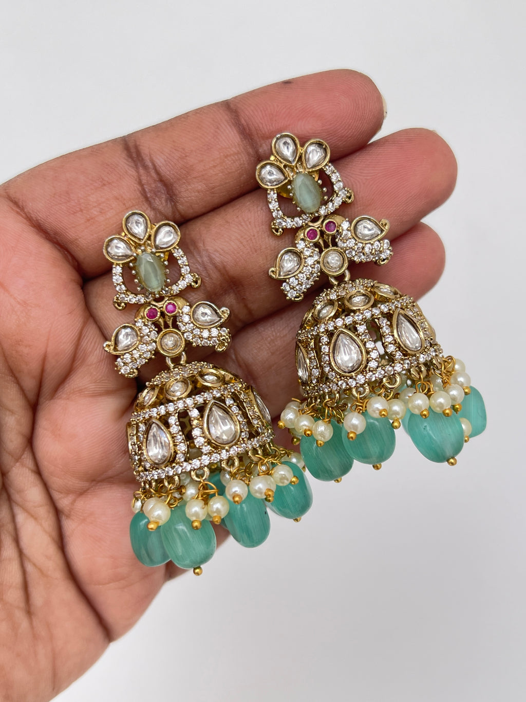 Pastel green Victorian earrings